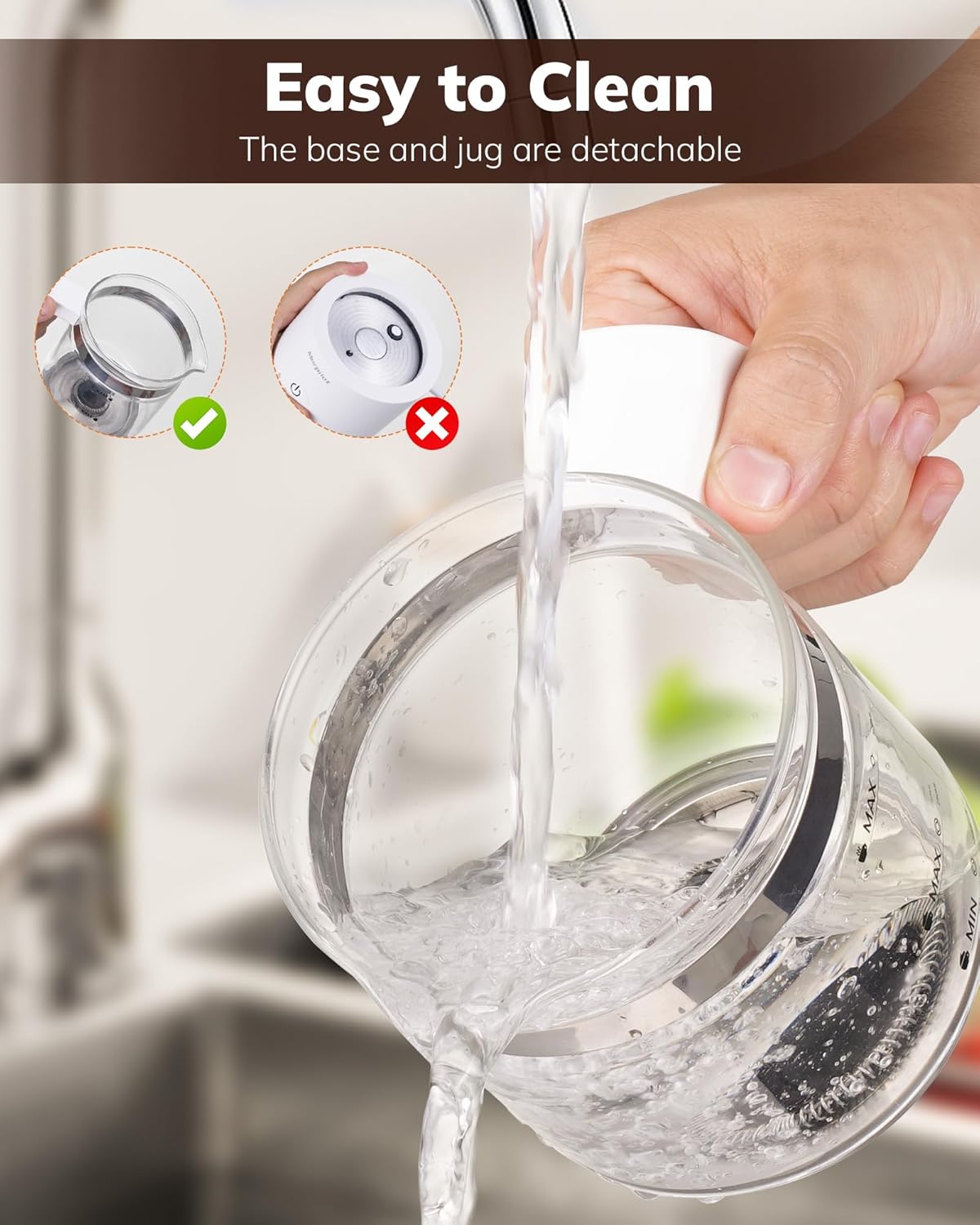 4-in-1 Milchaufschäumer, Glas Weiss