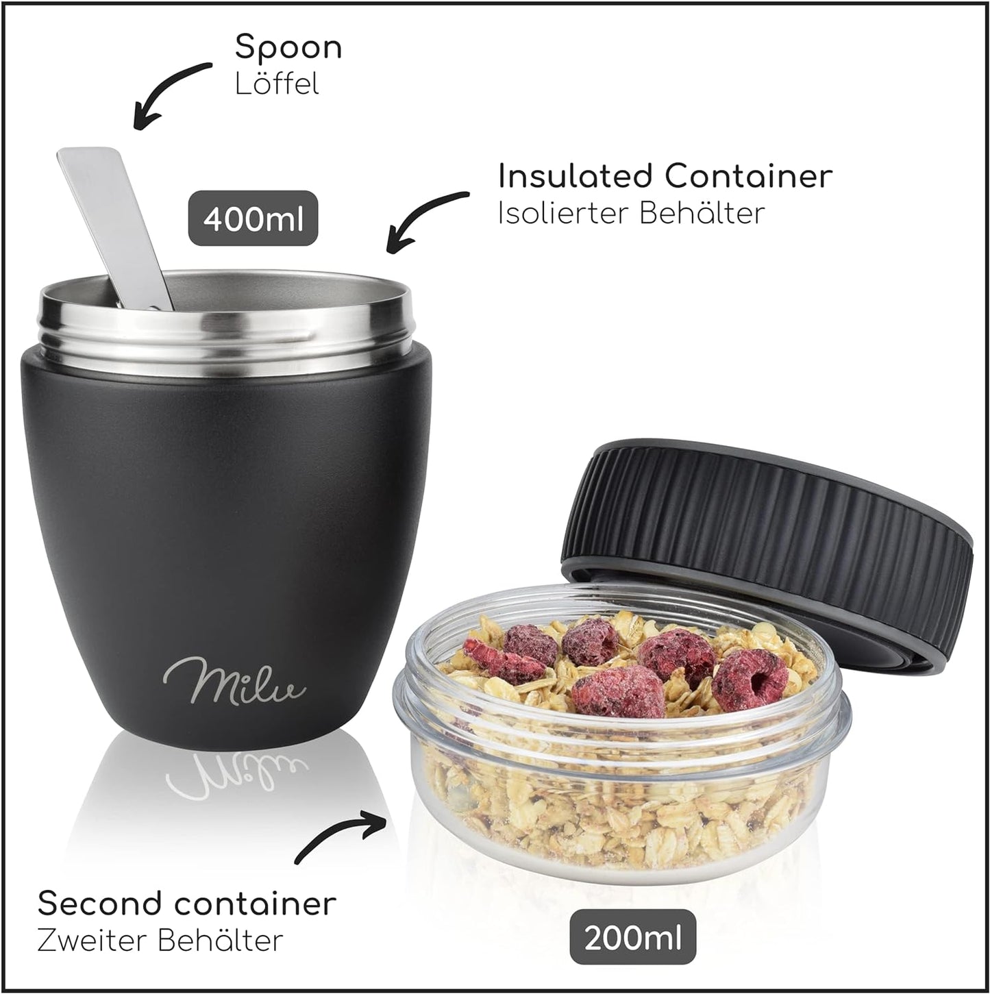 Müslibecher to go, Schwarz