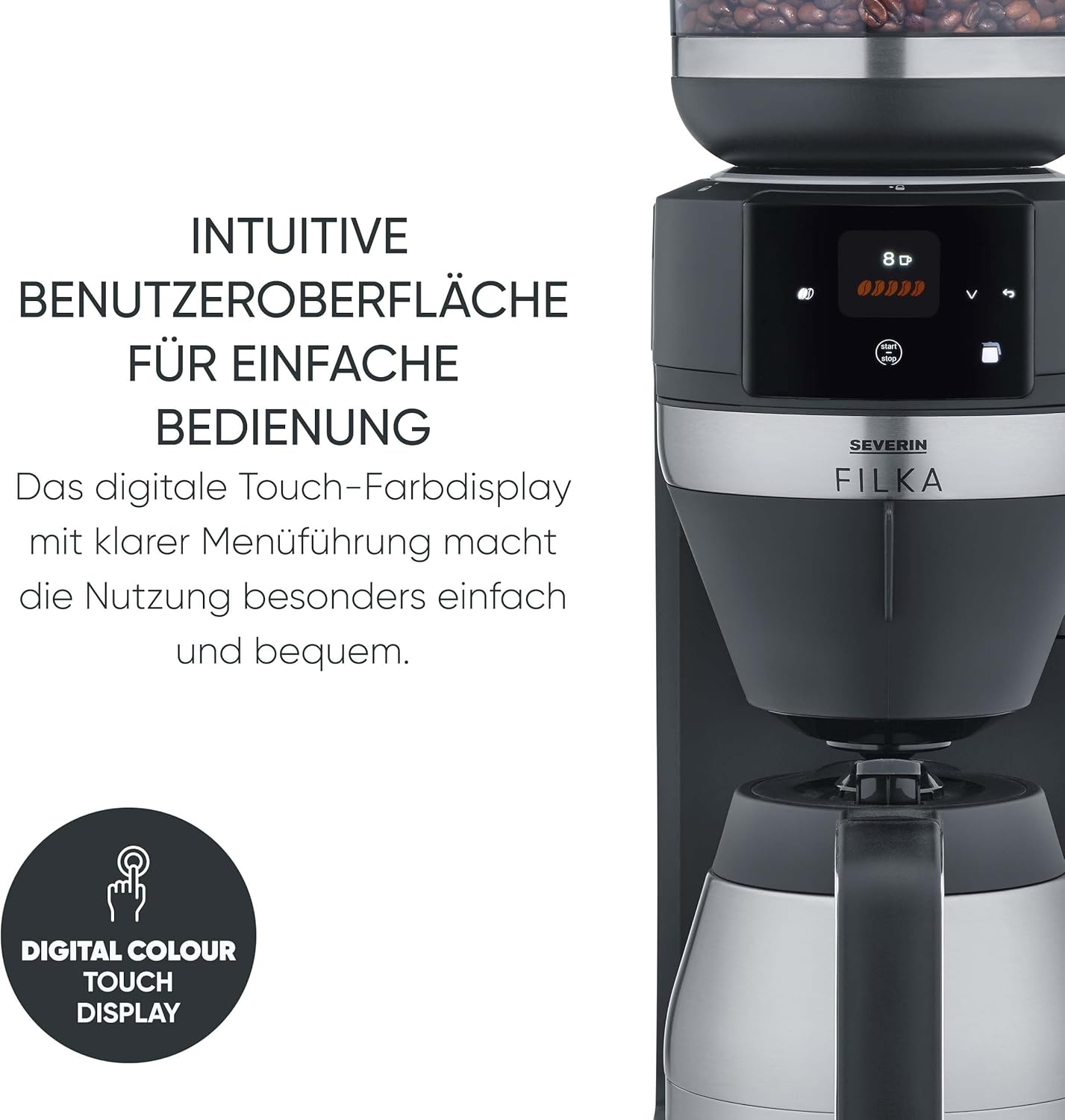 Filterkaffee-Vollautomat mit Thermokanne, Mit Thermokanne