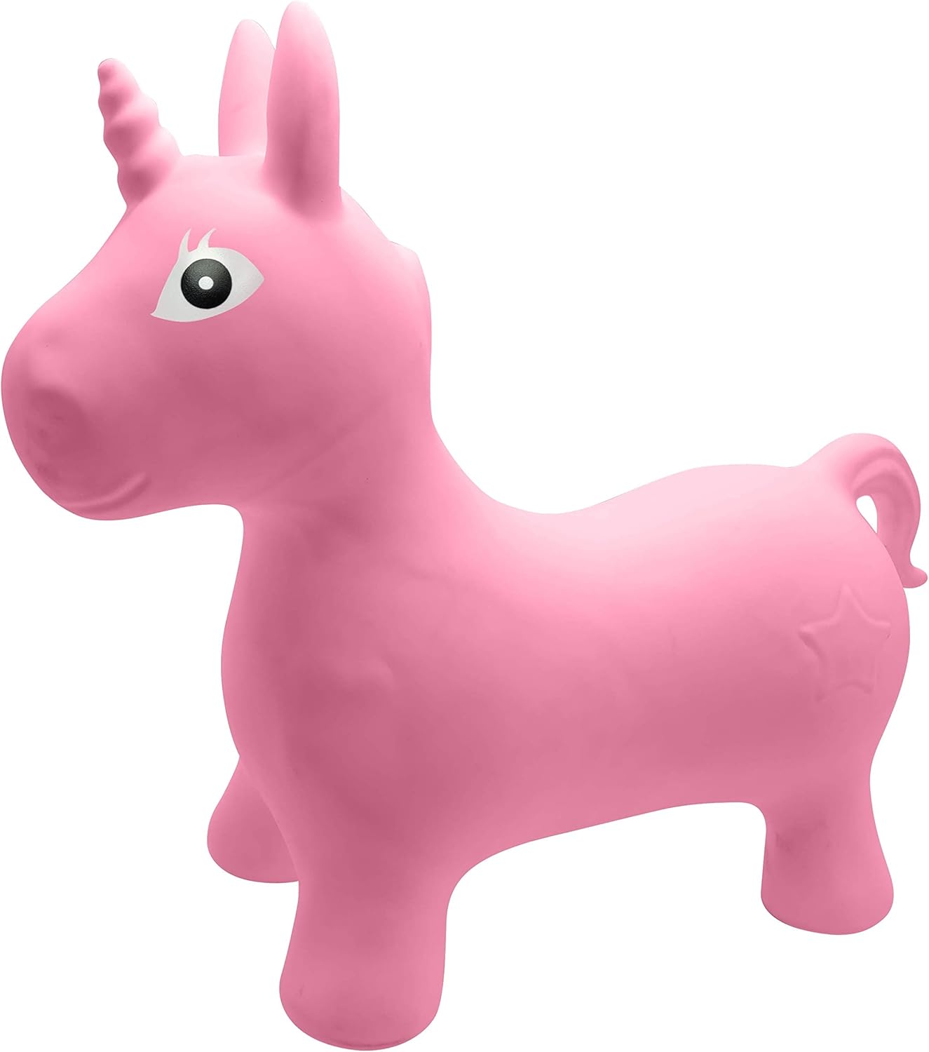 Aufblasbares Hüpf-Einhorn mit Pumpe und abnehmbarem Bezug, Einhorn - Mit Hülle