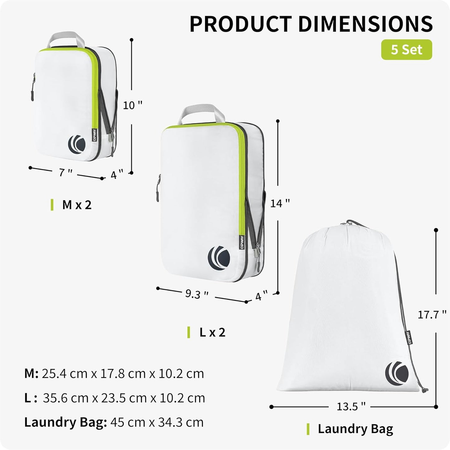 5er-Set Kompressions-Packwürfel, 5PCS White