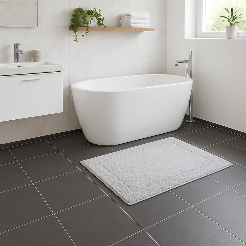 2er-Set Badematten, 50x70 cm, 2x Badvorleger Silbergrau