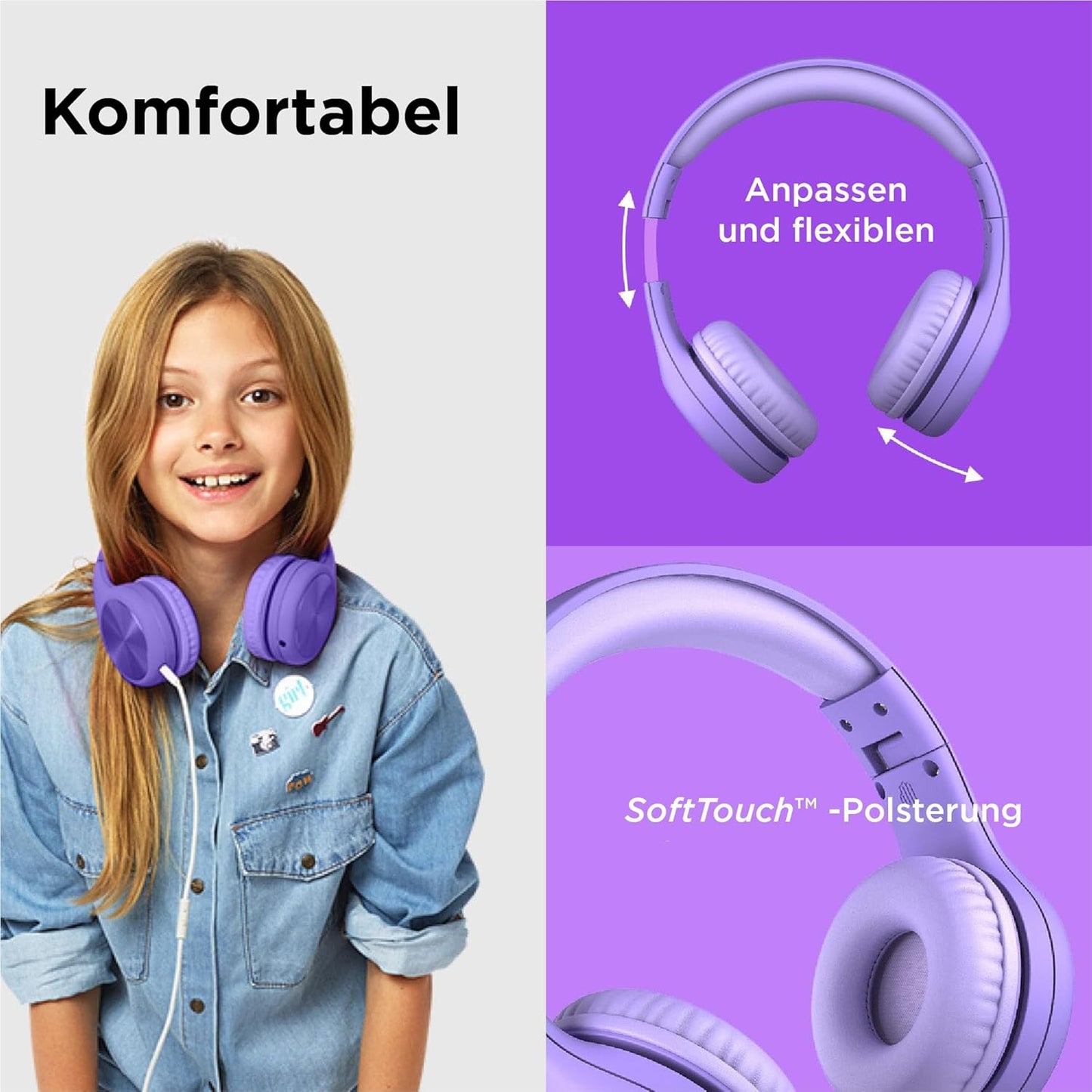 Connect+ Pro Kinderkopfhörer, Lila