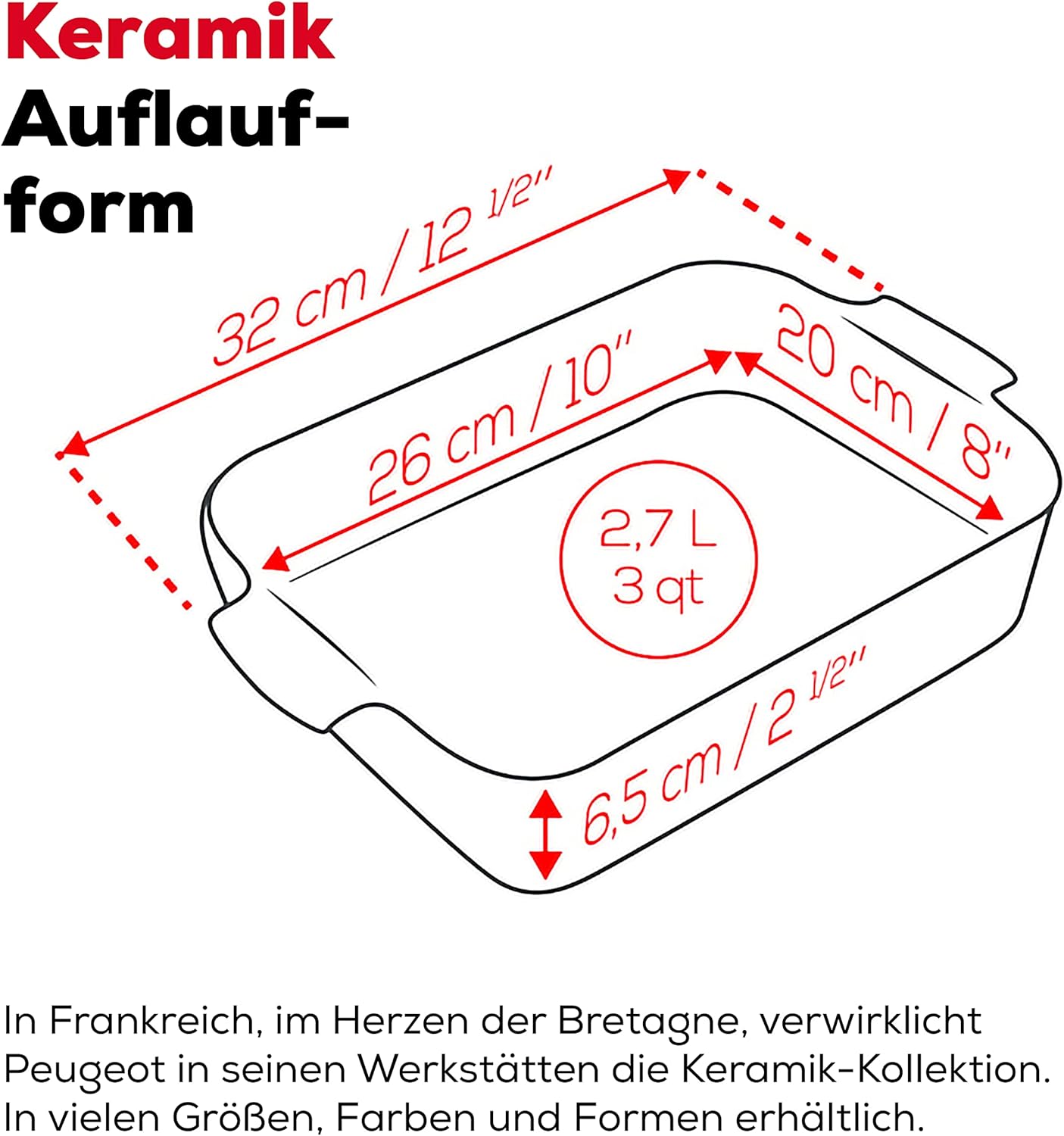 Rechteckige Auflaufform, 32 cm, 32 cm Aubergine
