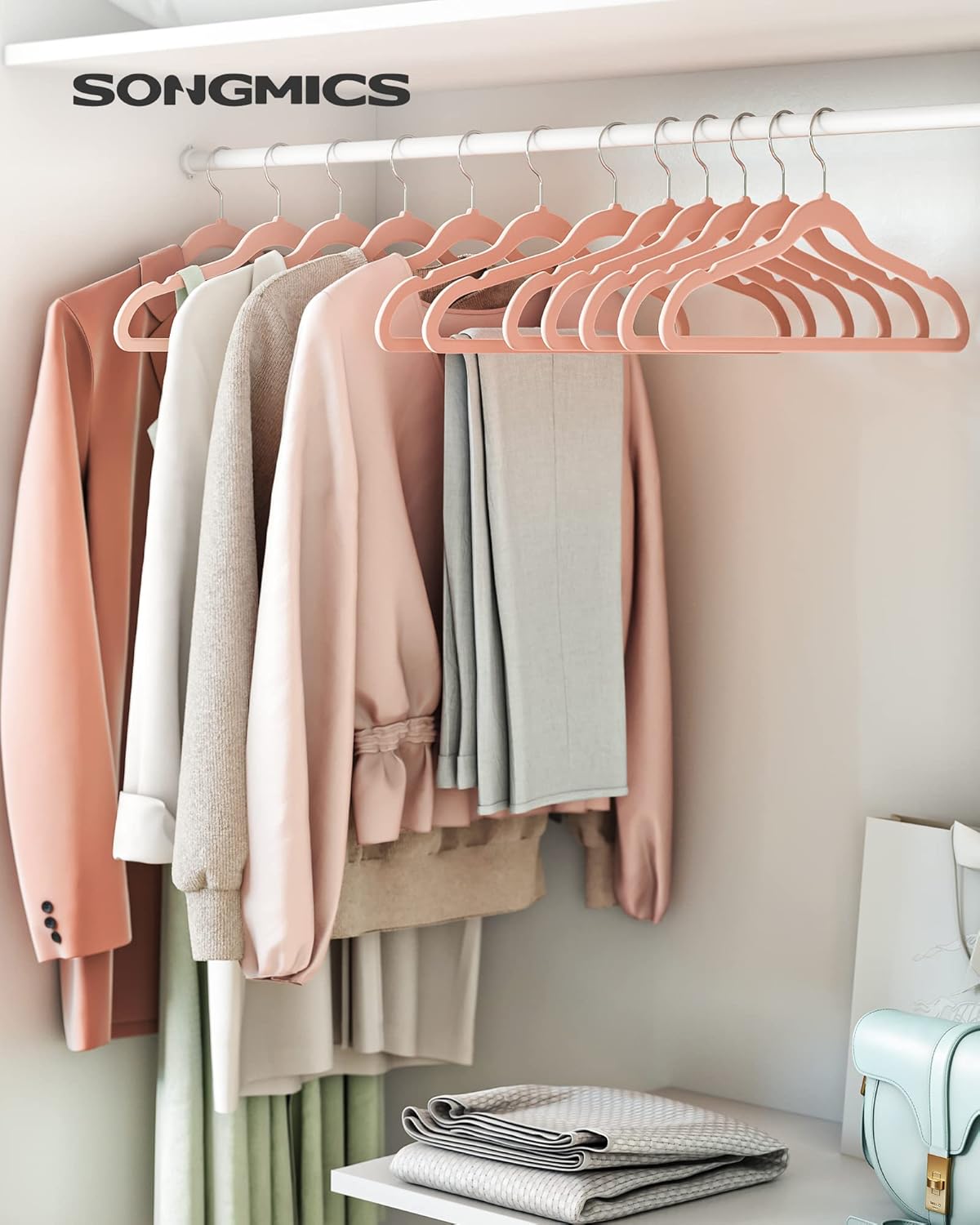 30er-Set Samt-Kleiderbügel, 30 Stück Rosa