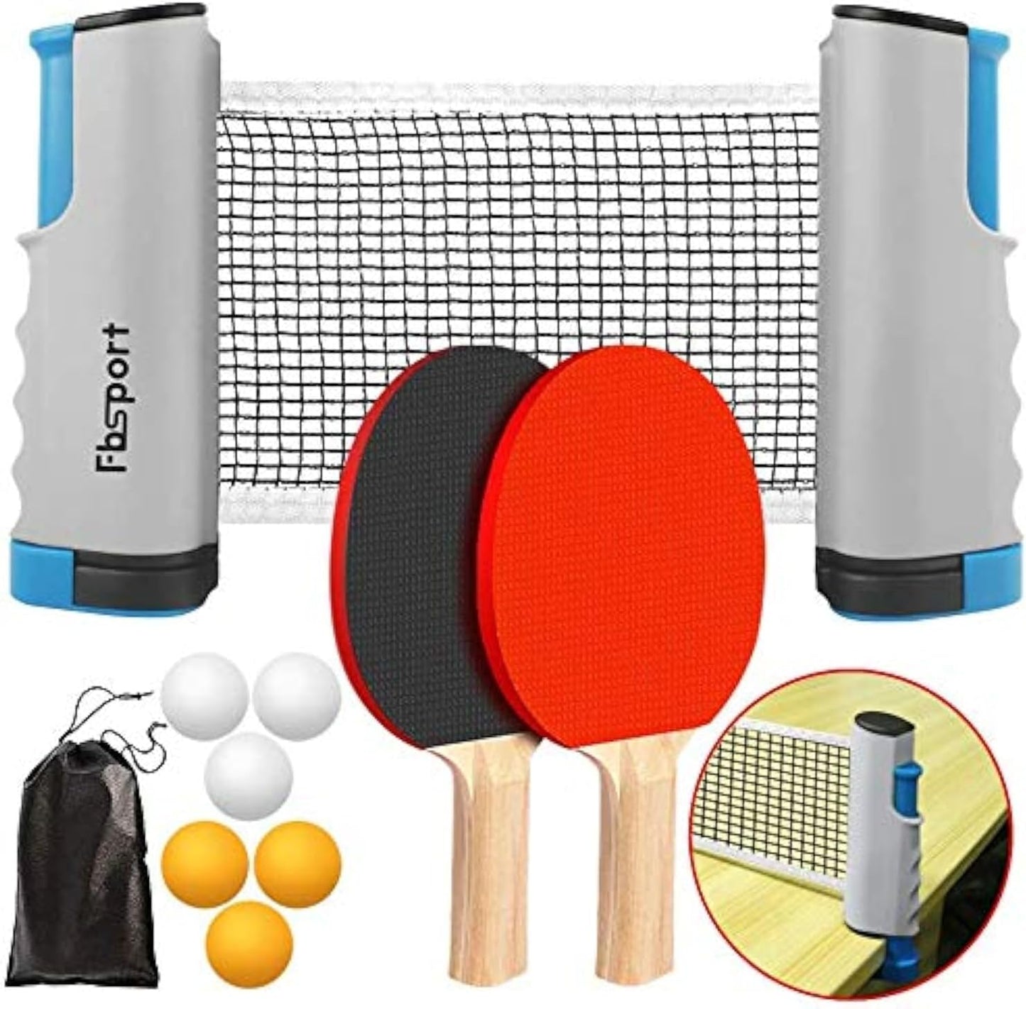 Tischtennis-Set mit Netz und Tasche, Grey pingpong