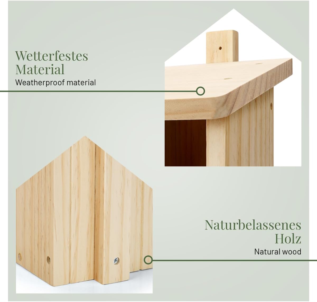Nistkasten Halbhöhle-Set für Vögel (2 Stück), 2 x Halbhöhle für Rotschwänzchen & Co.