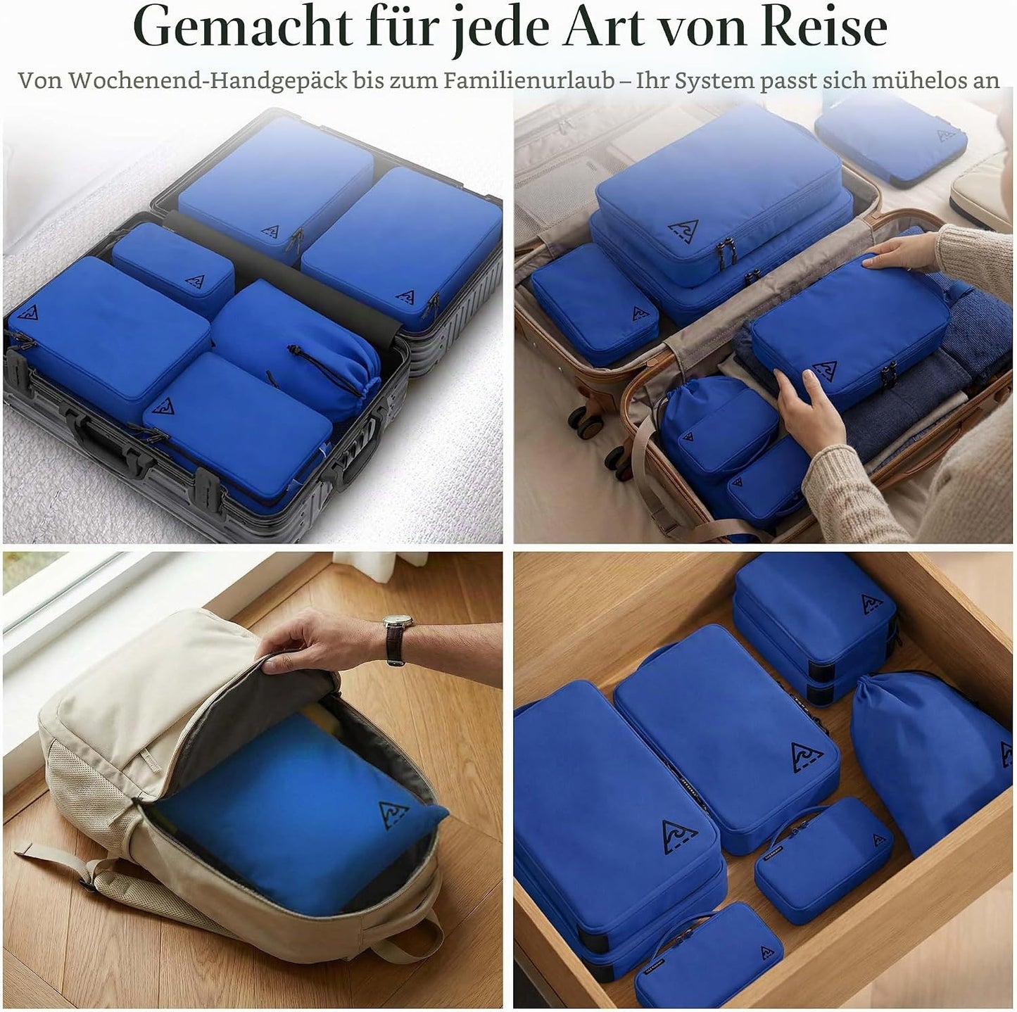 Kompressions-Verpackungswürfel-Set, Blau 8-piece