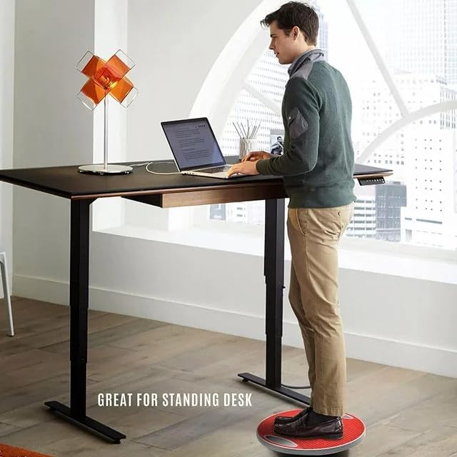 Balance Board mit rutschfester Oberfläche und Griffen, Rot/Grau - Premium 41.5cm Kunststoff-Wackelbrett