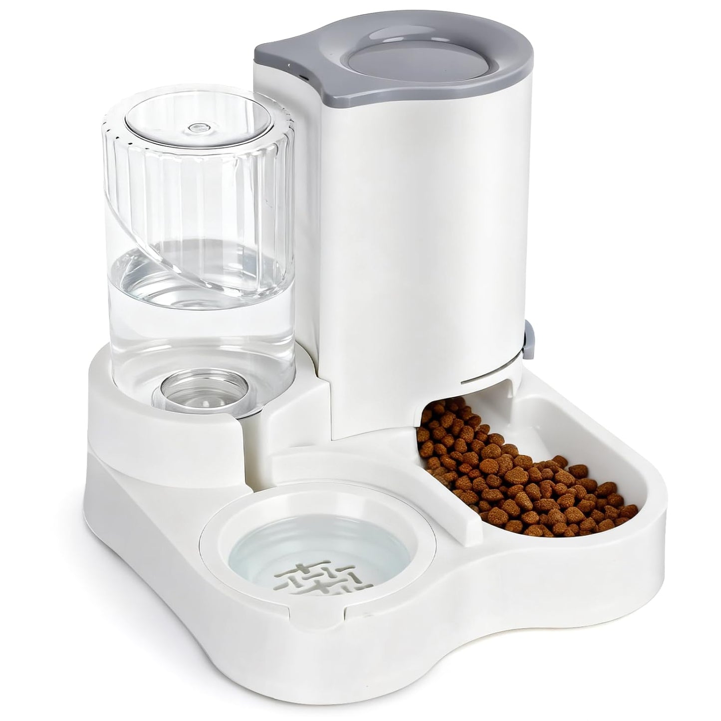 2-in-1 Futter- und Wasserspender für Haustiere, Wei?&Grau