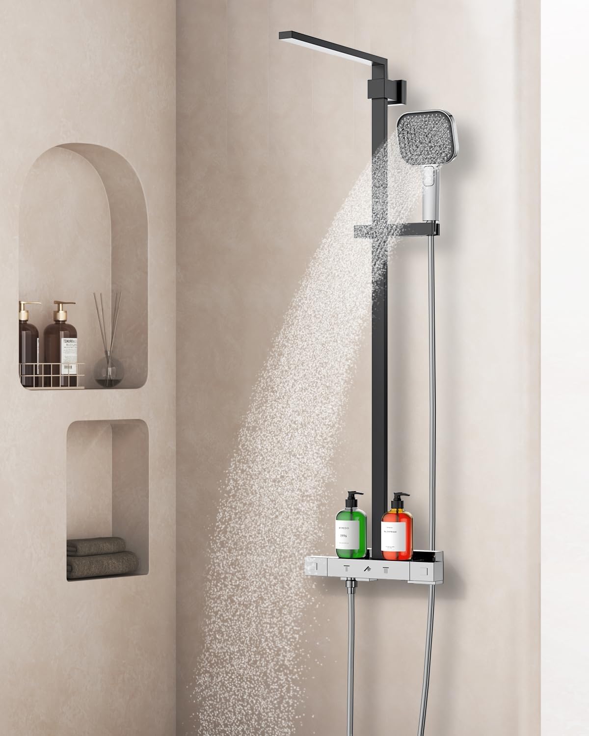Wassersparender Duschkopf mit Antikalk-Funktion, Silber