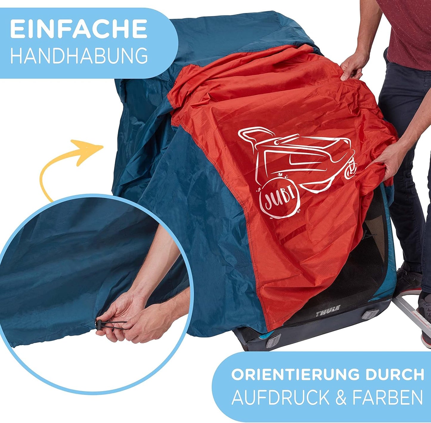 Abdeckung für Veloanhänger, Rot-blau