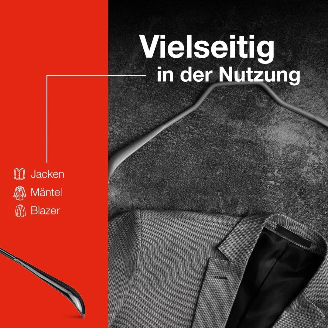 25-teiliges Kleiderbügel-Set für Anzüge und Mäntel, Schwarz - 25 Stück, 42 cm