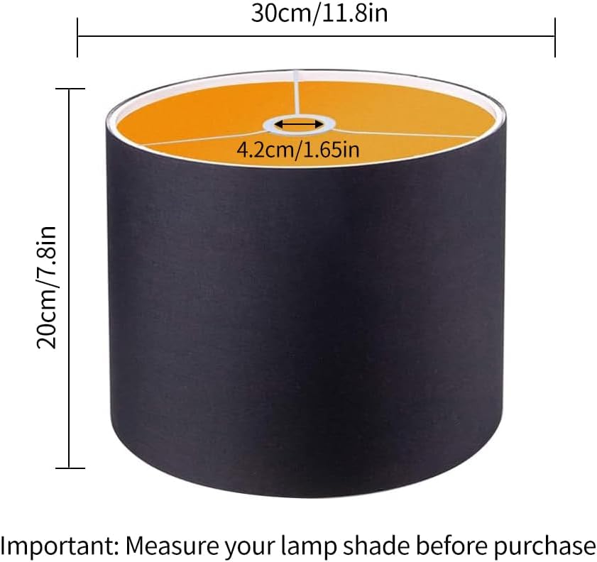 Stoff Trommel-Lampenschirm für Lampen, Schwarz
