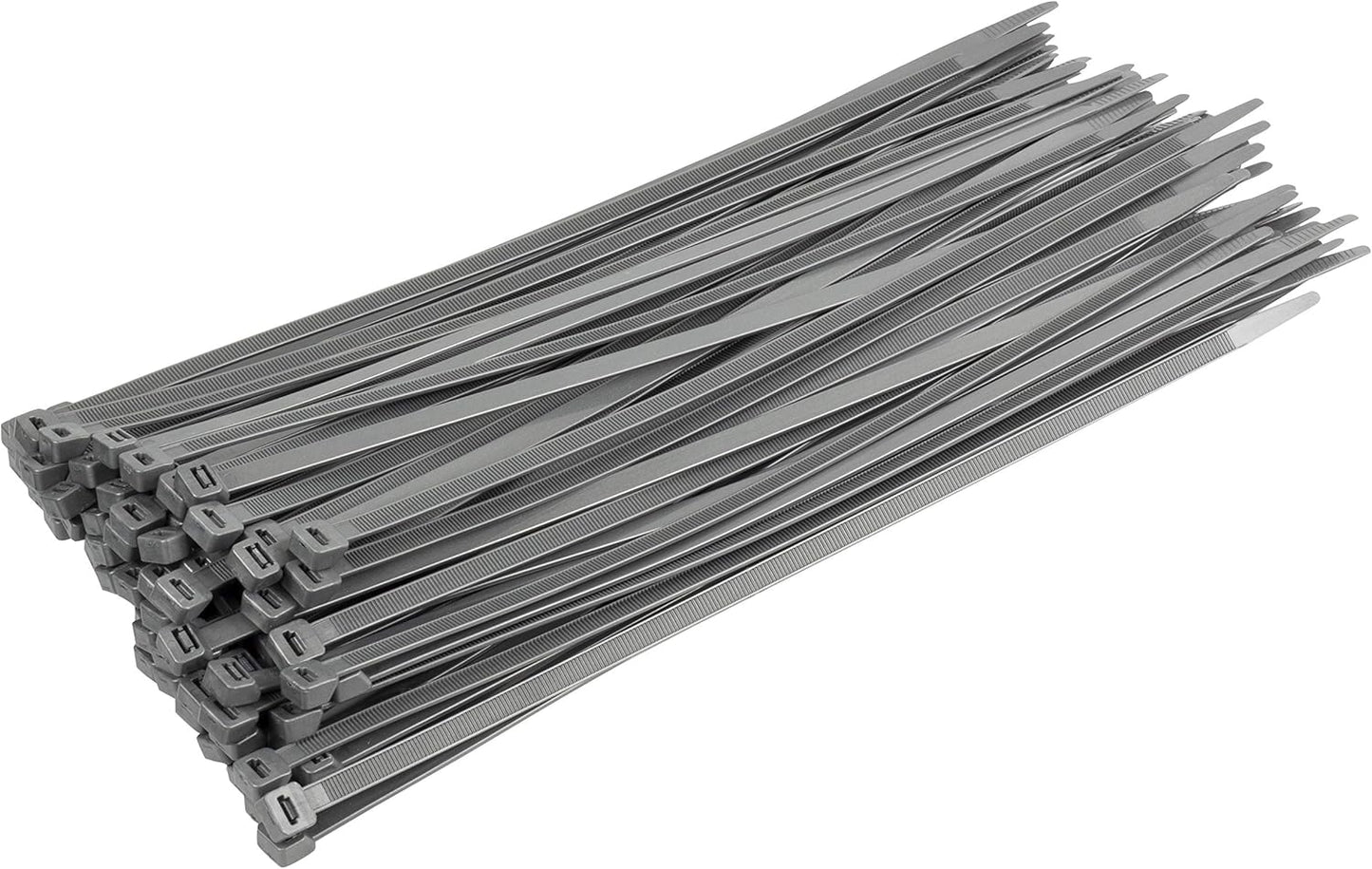 100 x Kabelbinder mit UV-Beständigkeit, 450 mm x 9,0 mm / Silber