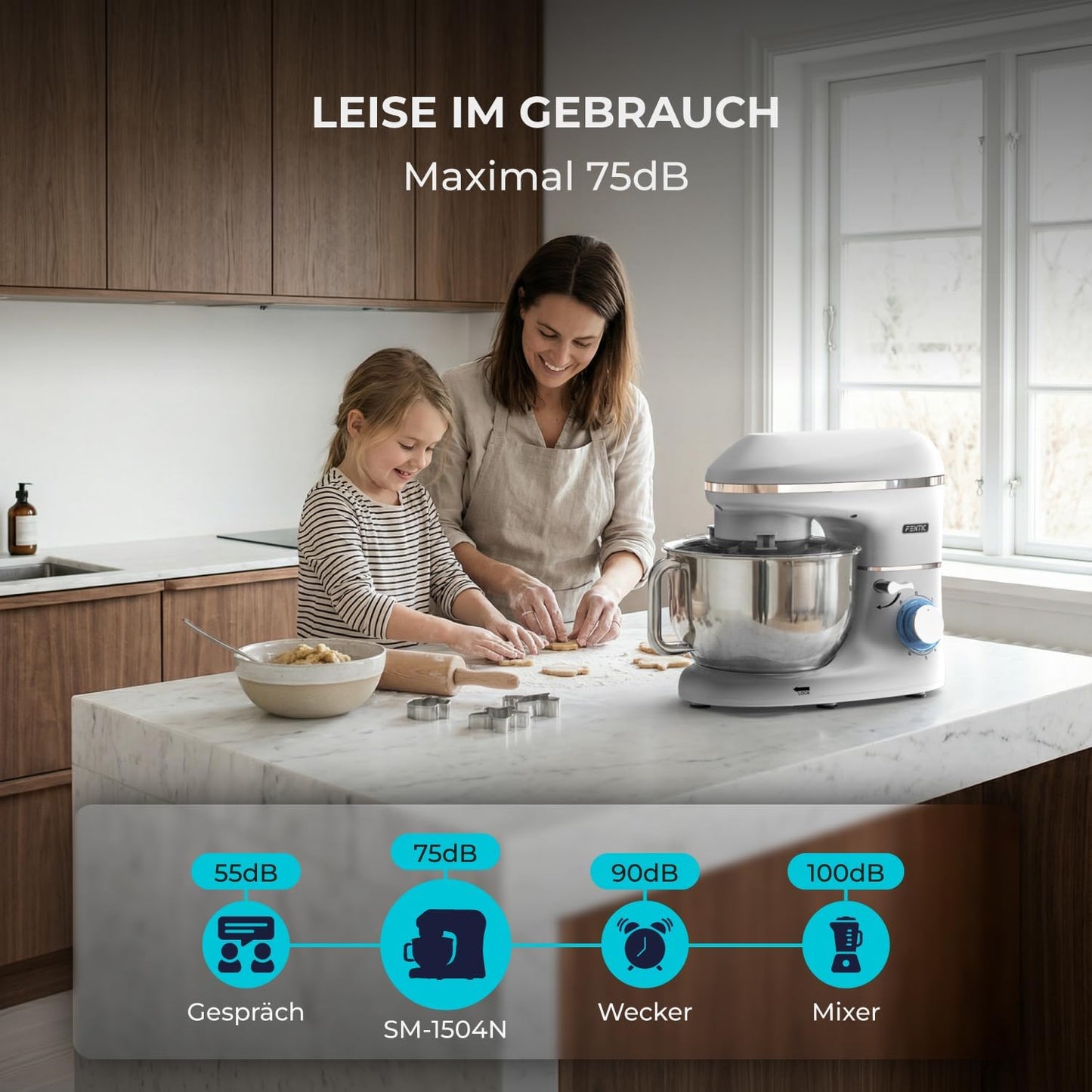 Küchenmaschine mit Zubehör, Silber