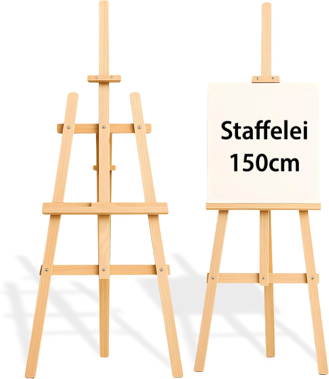 Holzstaffelei für Leinwände, Kieferholz 150 cm