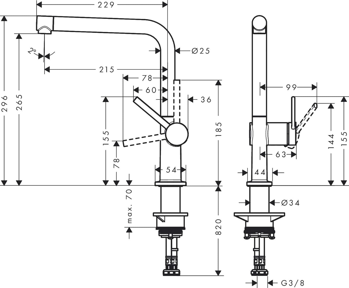 HG Einhebel-Spültischmischer 270 TALIS M, Chrom, Auslaufhöhe 270mm, mit Schwenkauslauf
