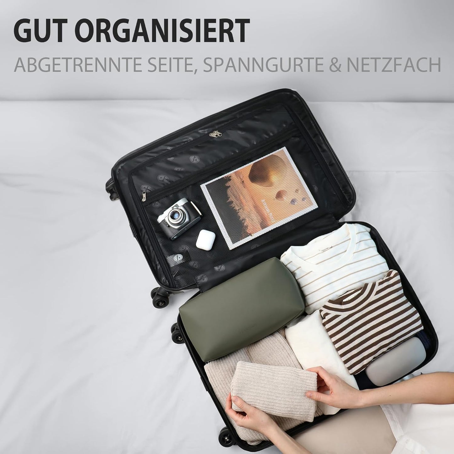 3-teiliges Hartschalen-Kofferset, Schwarz 3er Set