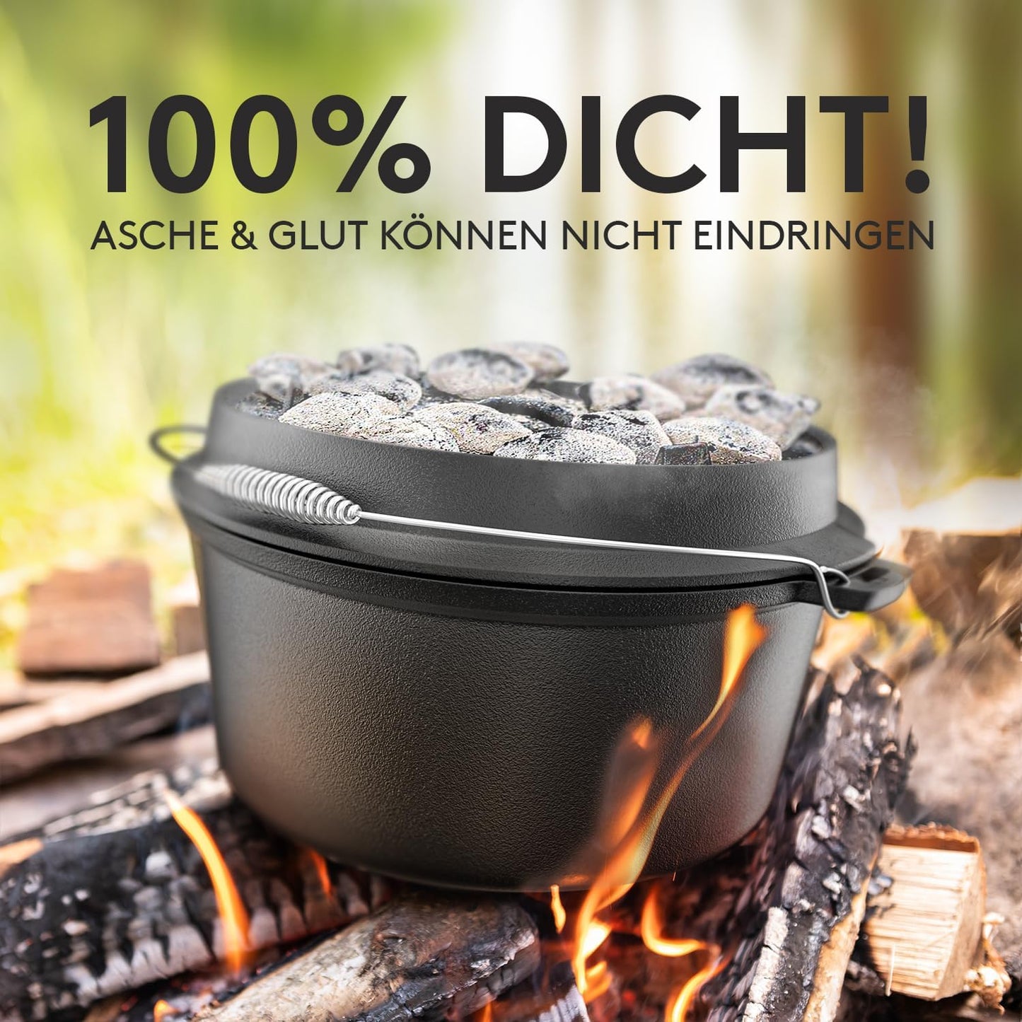 Dutch Oven Set mit Grillpfanne und Topfständer, 10,8 Liter inkl. Topfständer