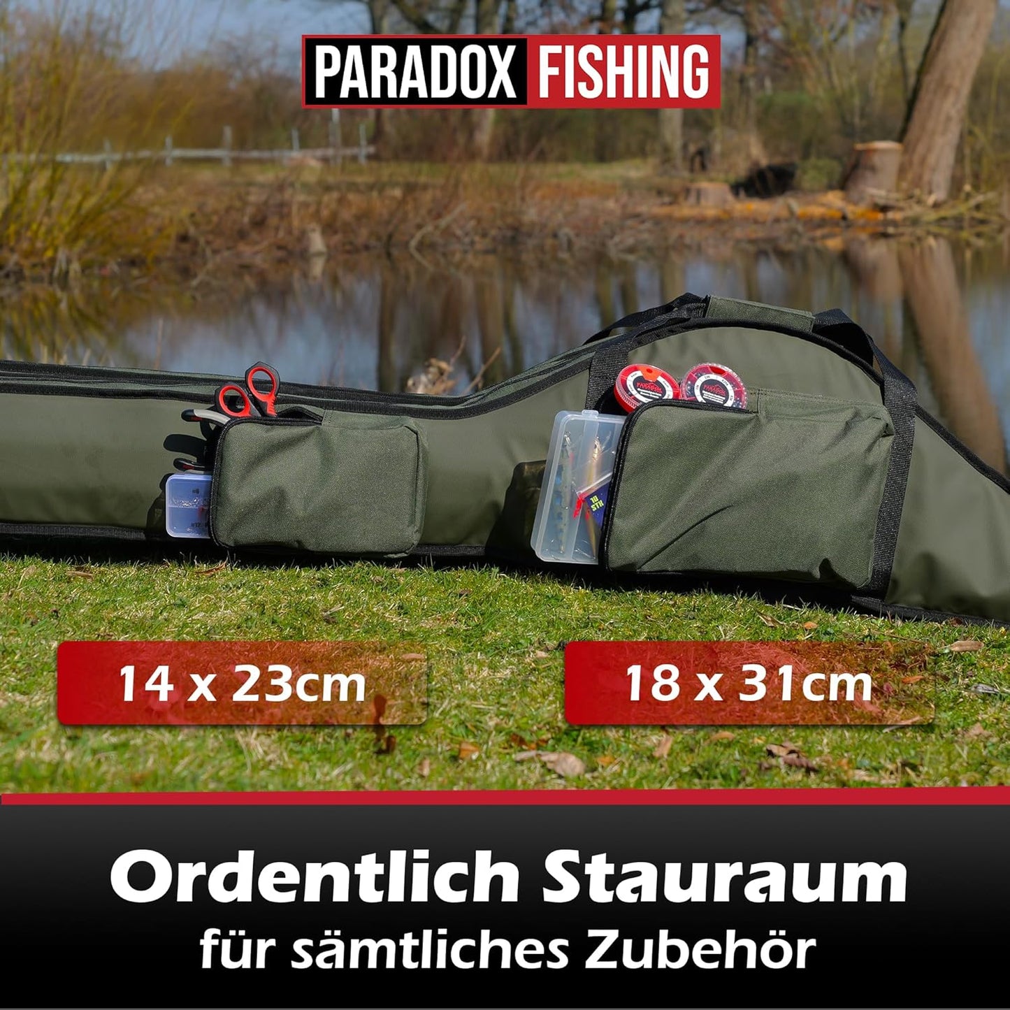 Rutentasche mit 3 Fächern, 3 Fächer grün 190cm