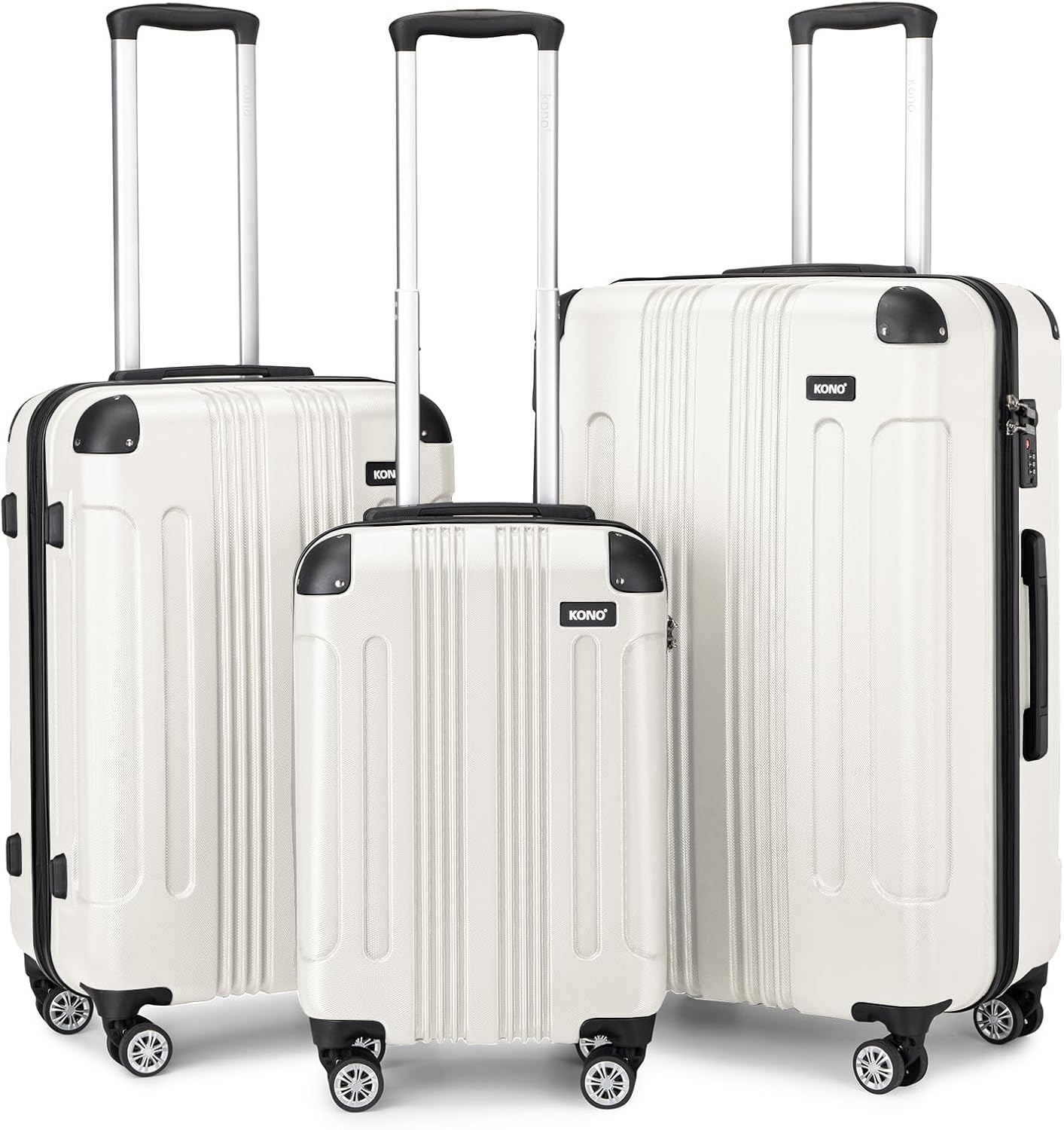 3-teiliges Hartschalenkoffer-Set mit Zwillingsrollen, Beige 3 Teilig Kofferset
