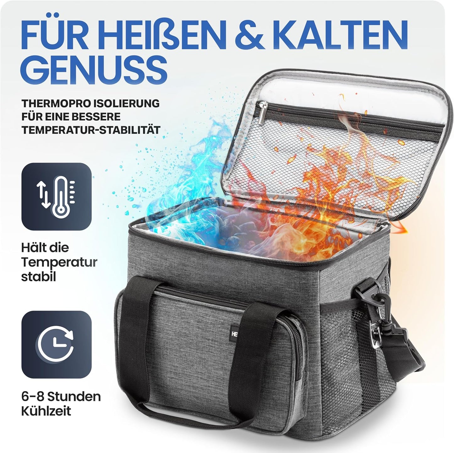 Kühltasche, 10L (L29 x B20 x H22 cm) Dunkelgrau