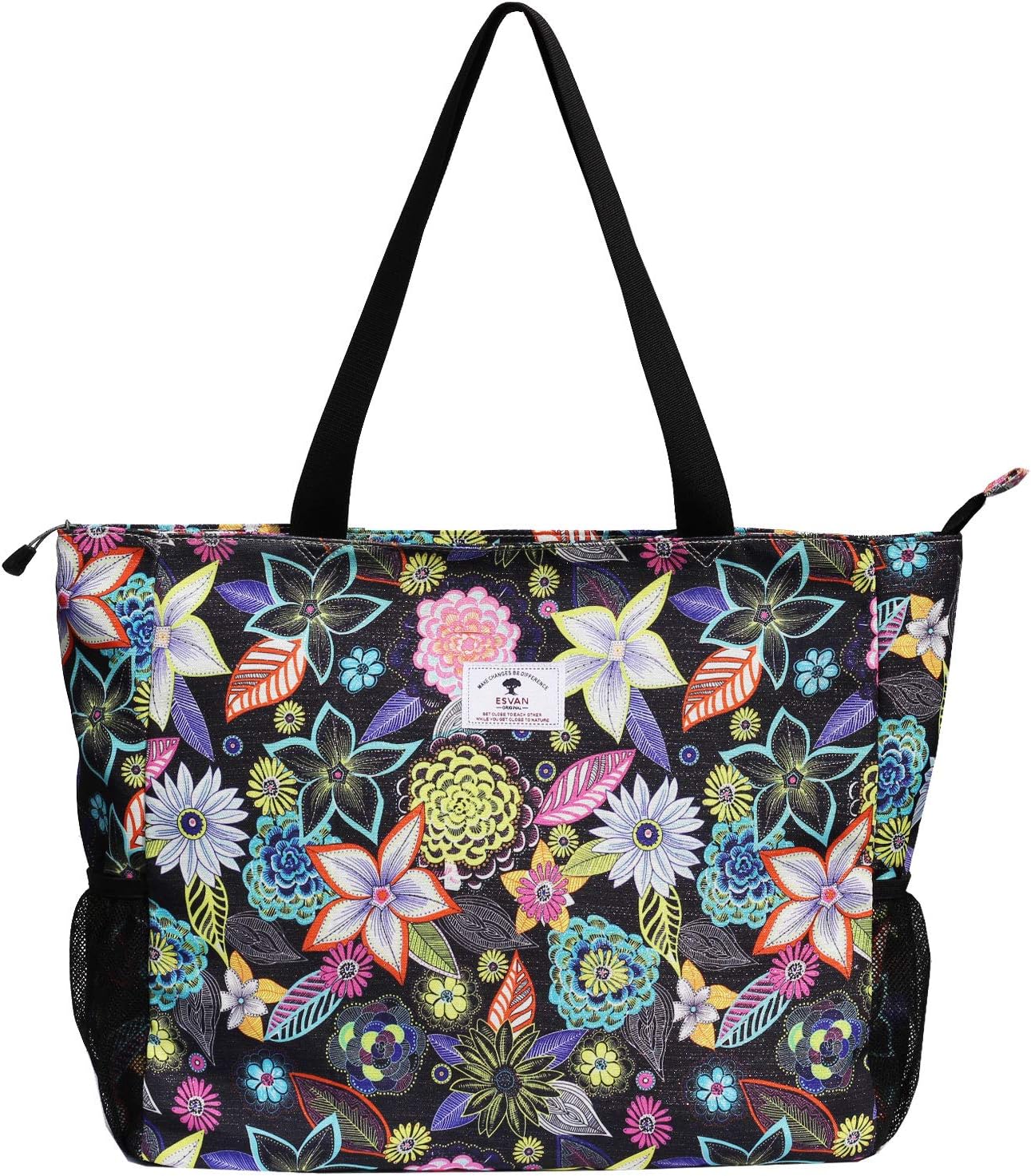 Strandtasche wasserabweisend, leicht (50,8 cm), Schwarze Stickerei