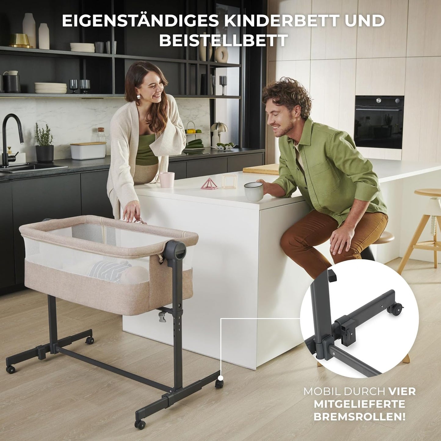 Neste Up 2 Beistell- und Reisebett mit Matratze, Neste Gray