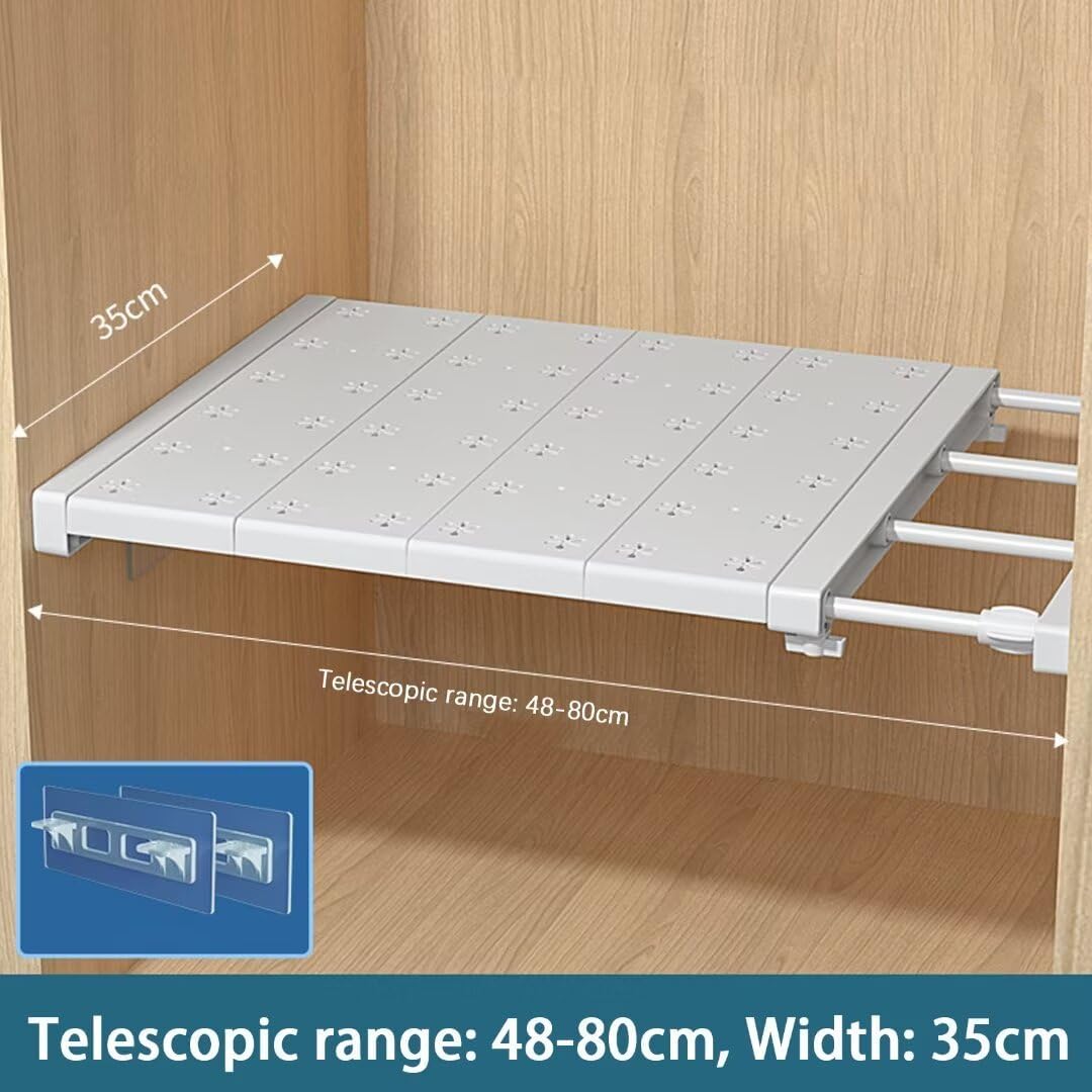 Erweiterbares Teleskop-Schrankregal (48-80cm), 35cm Weit, Verstellbare Länge 48-80cm