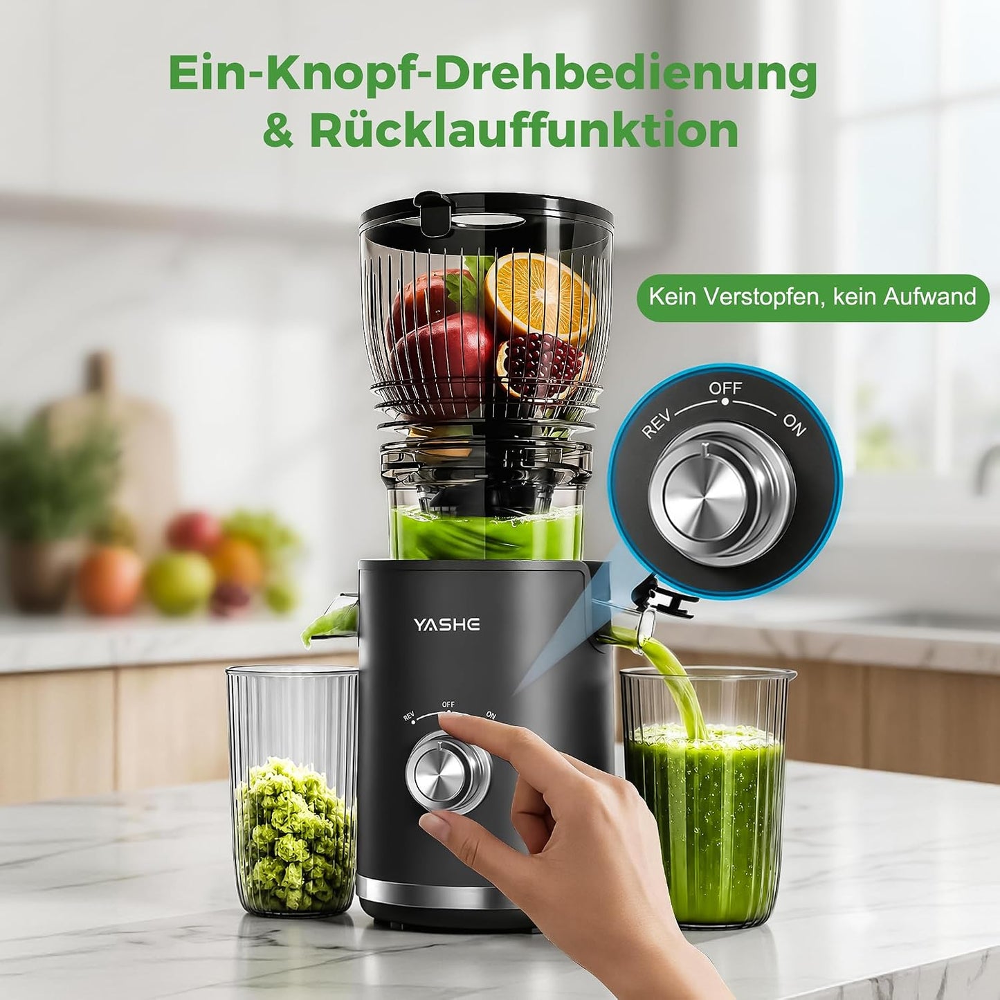 Slow Juicer mit grossem Einfüllschacht