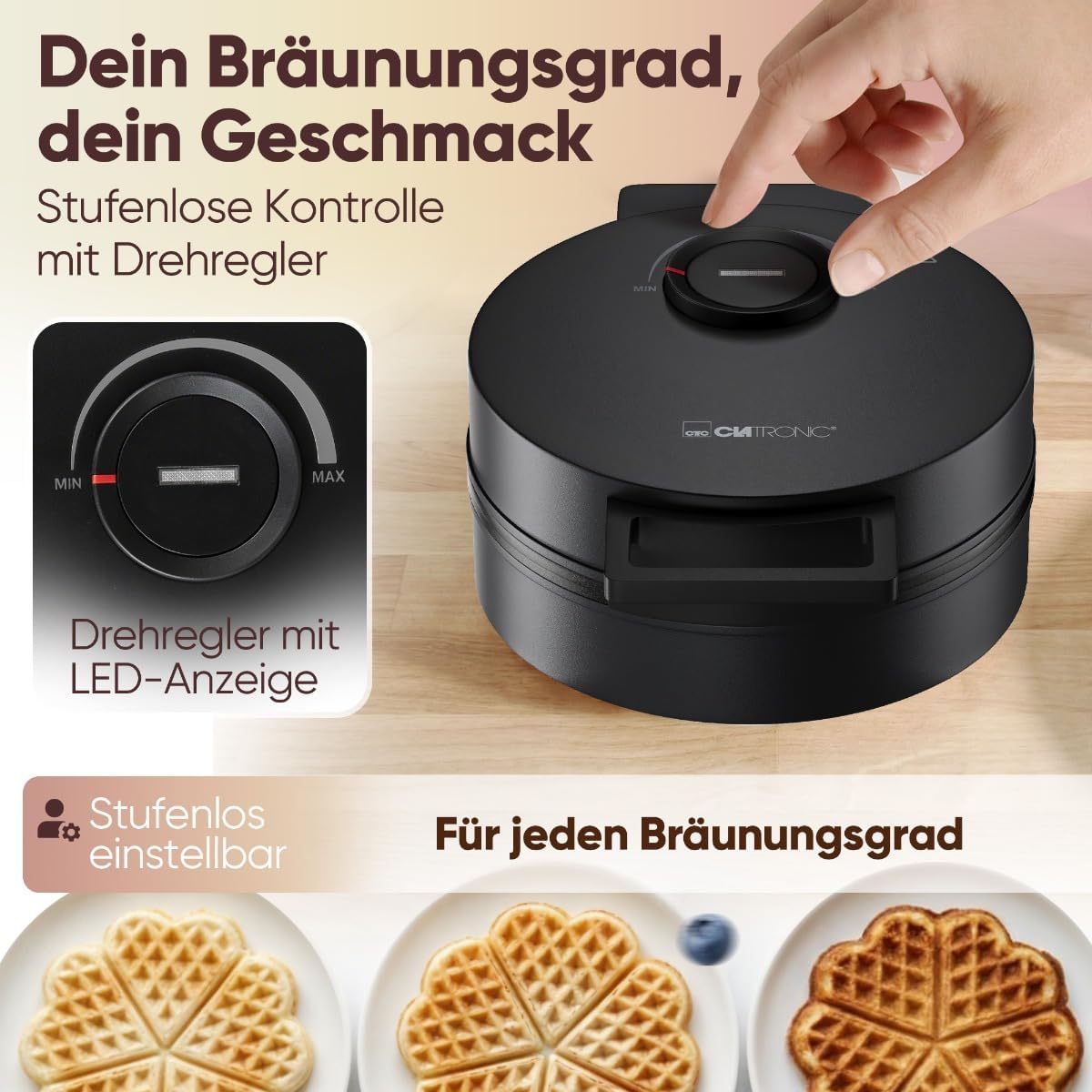 Waffeleisen Herzform, Schwarz