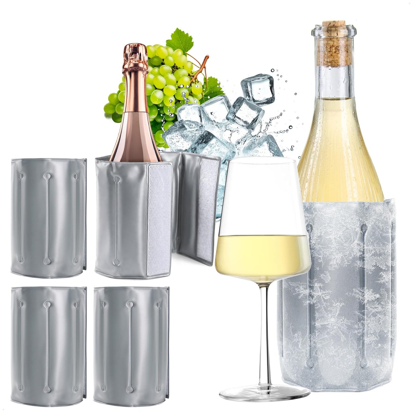 4-teiliges Flaschenkühler-Set, 04 Stück - Grau