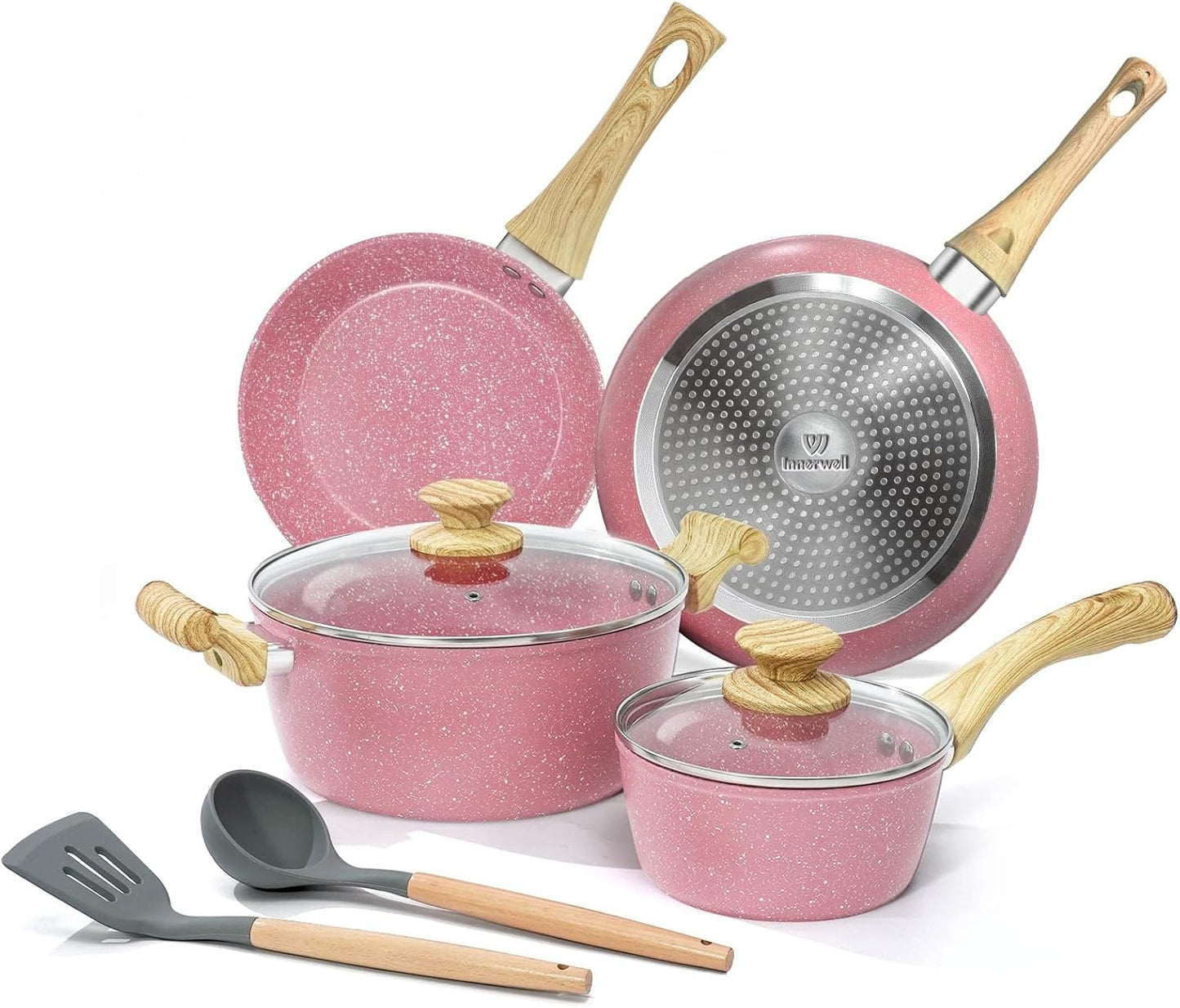 4-teiliges Topfset mit Keramikbeschichtung, Rosa Topfset