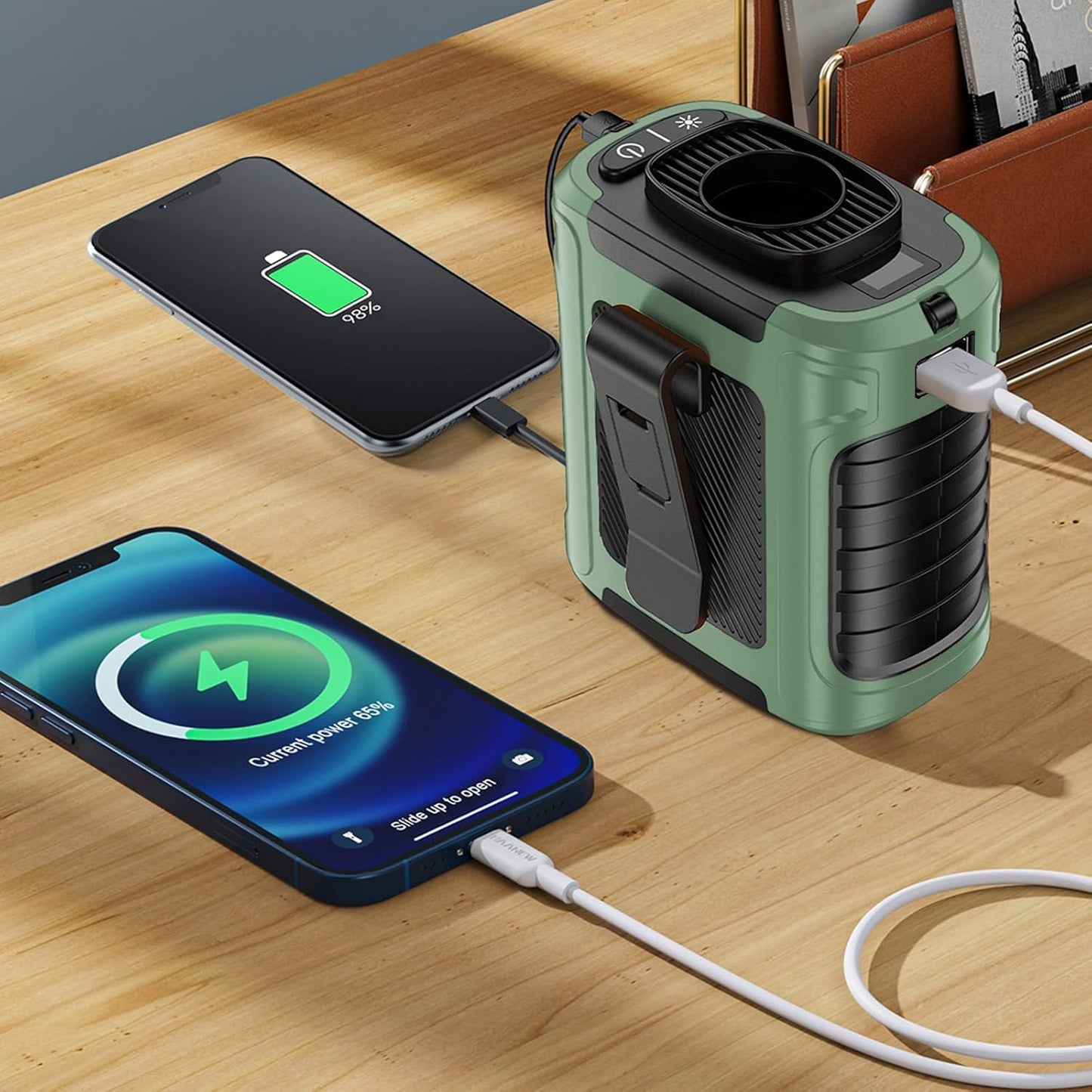 Tragbarer USB-Clip-Ventilator, Grün