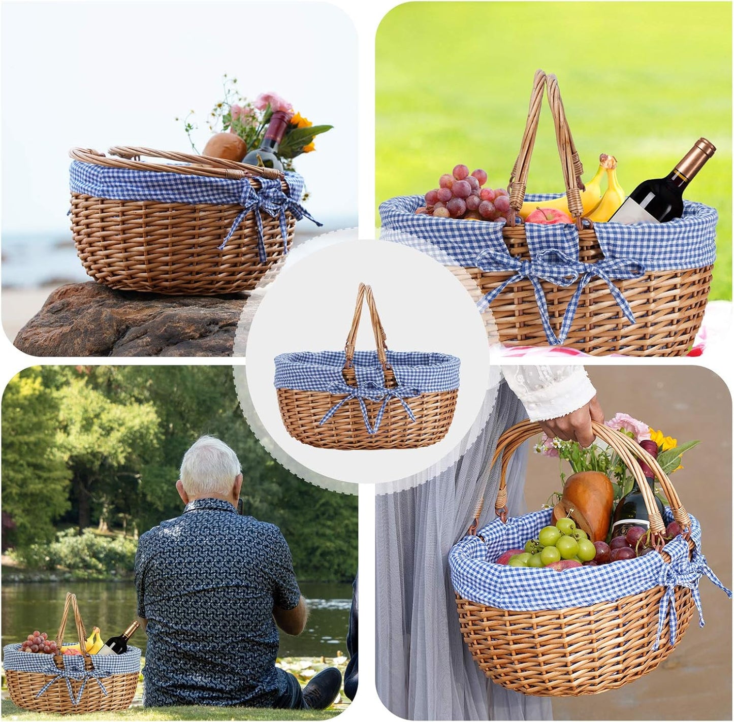 Picknickkorb mit Griffen, Blau