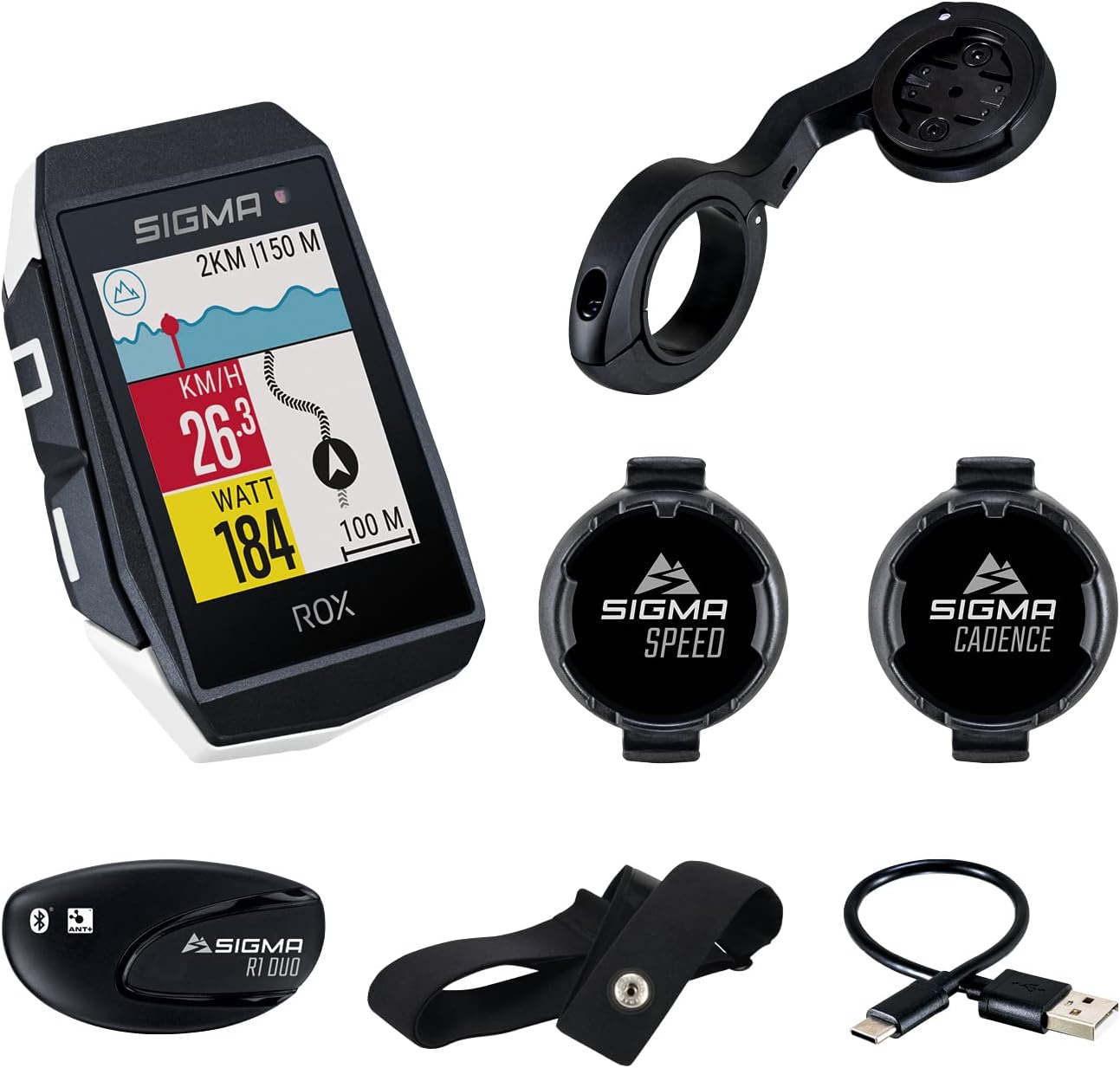 ROX 11.1 EVO Fahrradcomputer Set mit Sensoren, Einheitsgrösse Weiss