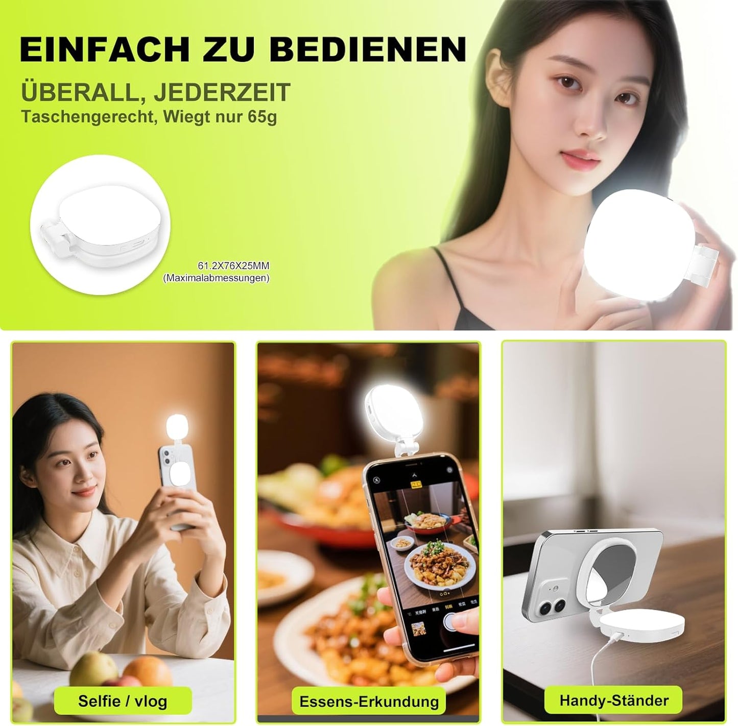 Magnetisches 3-in-1 Selfie-Ringlicht für Smartphones