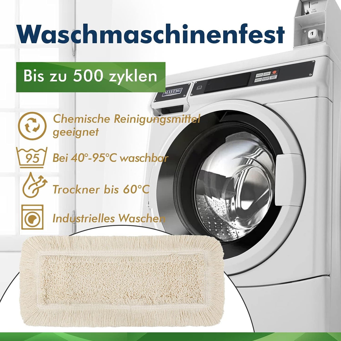 Wischmopp Bezug-Set, 50 cm 10 Stück Damp Mop Beige