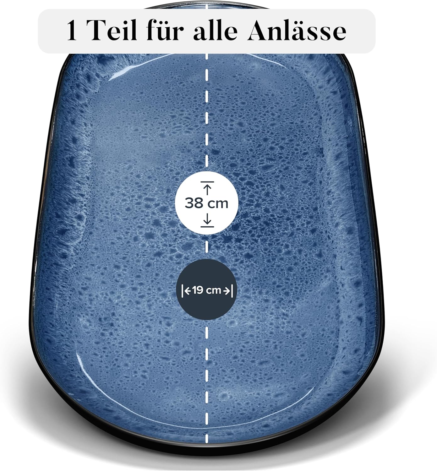 Ovale Servierplatte, Servierplatte Tiefblau