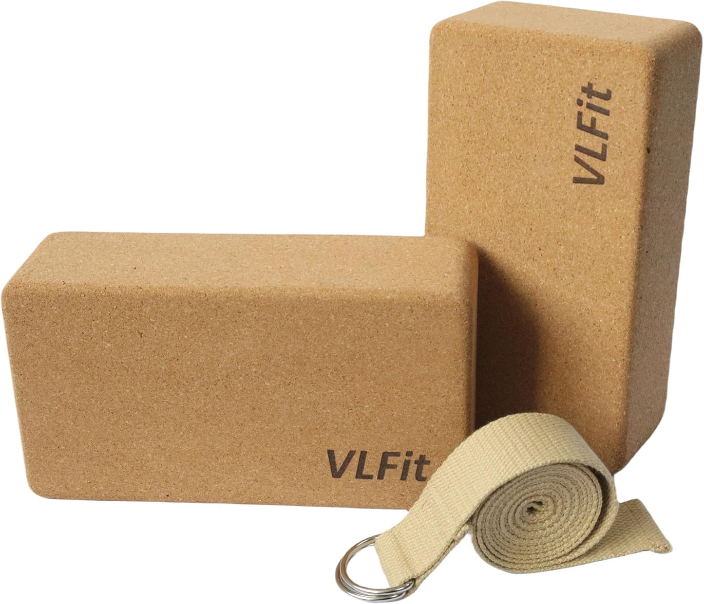 Kork Yogablock Set mit Yogagurt