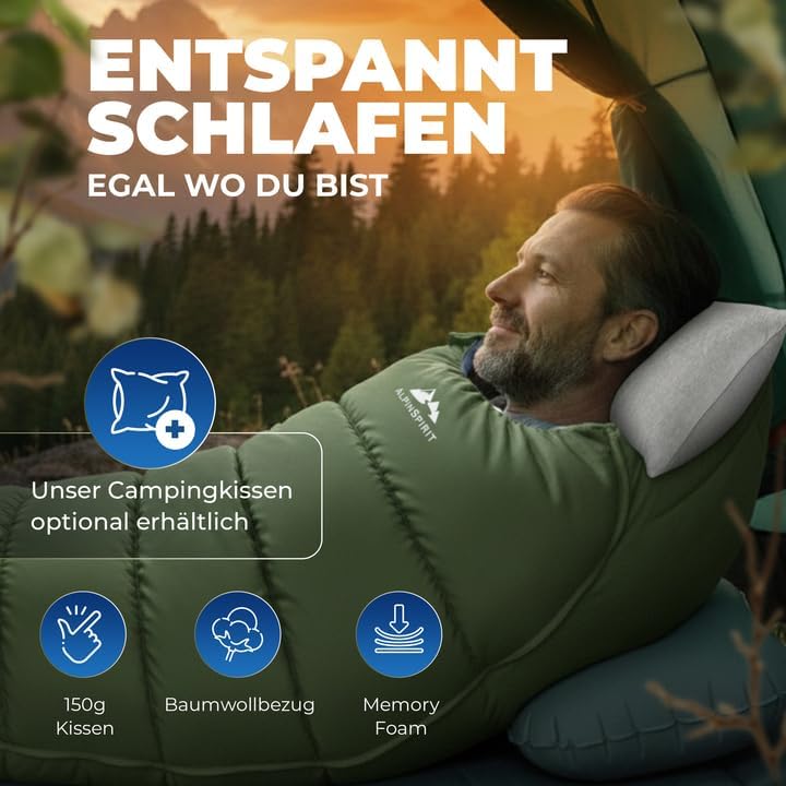 Mumienschlafsack für 3 Jahreszeiten, Grün