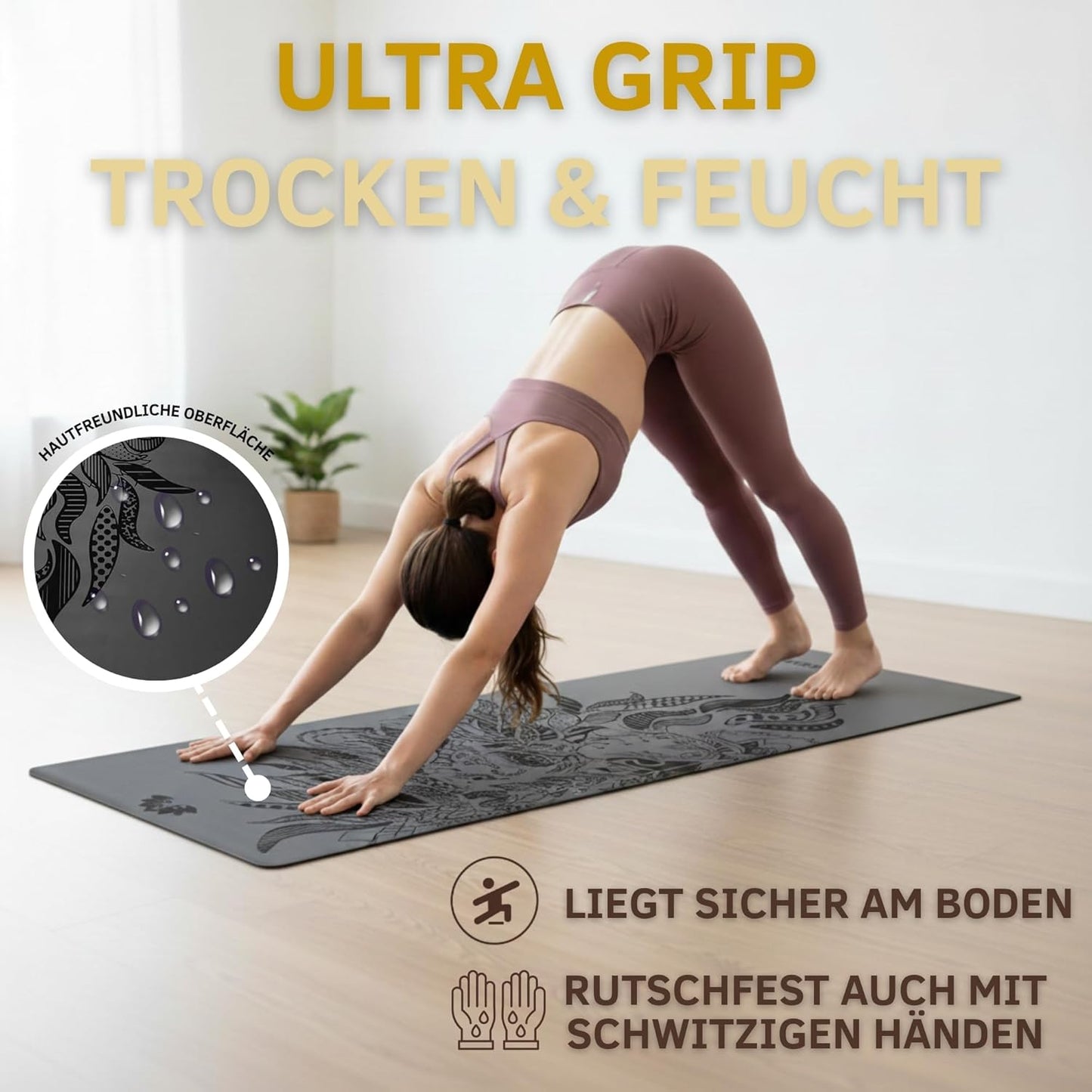 Yogamatte, Schwarz Löwe