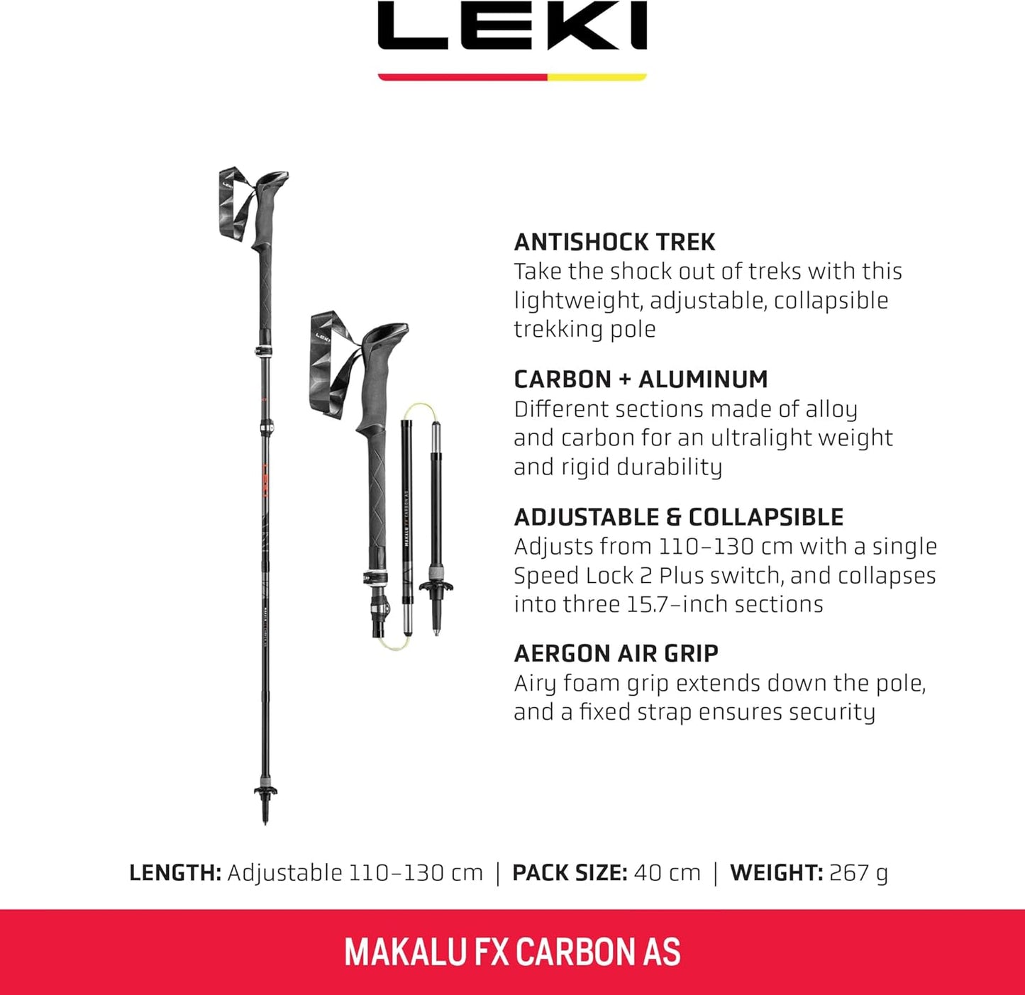 Makalu FX Carbon AS Stöcke, einfarbig 110 - 130 cm
