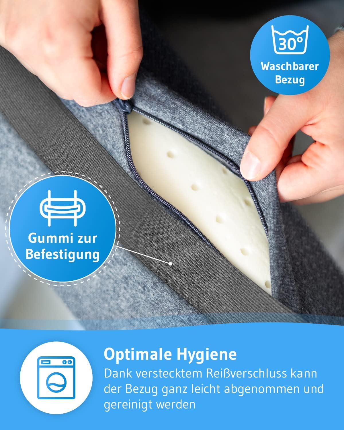 Ergonomische Nackenrolle UniROLL, Quickdry - Anthrazit 40 x 15 cm