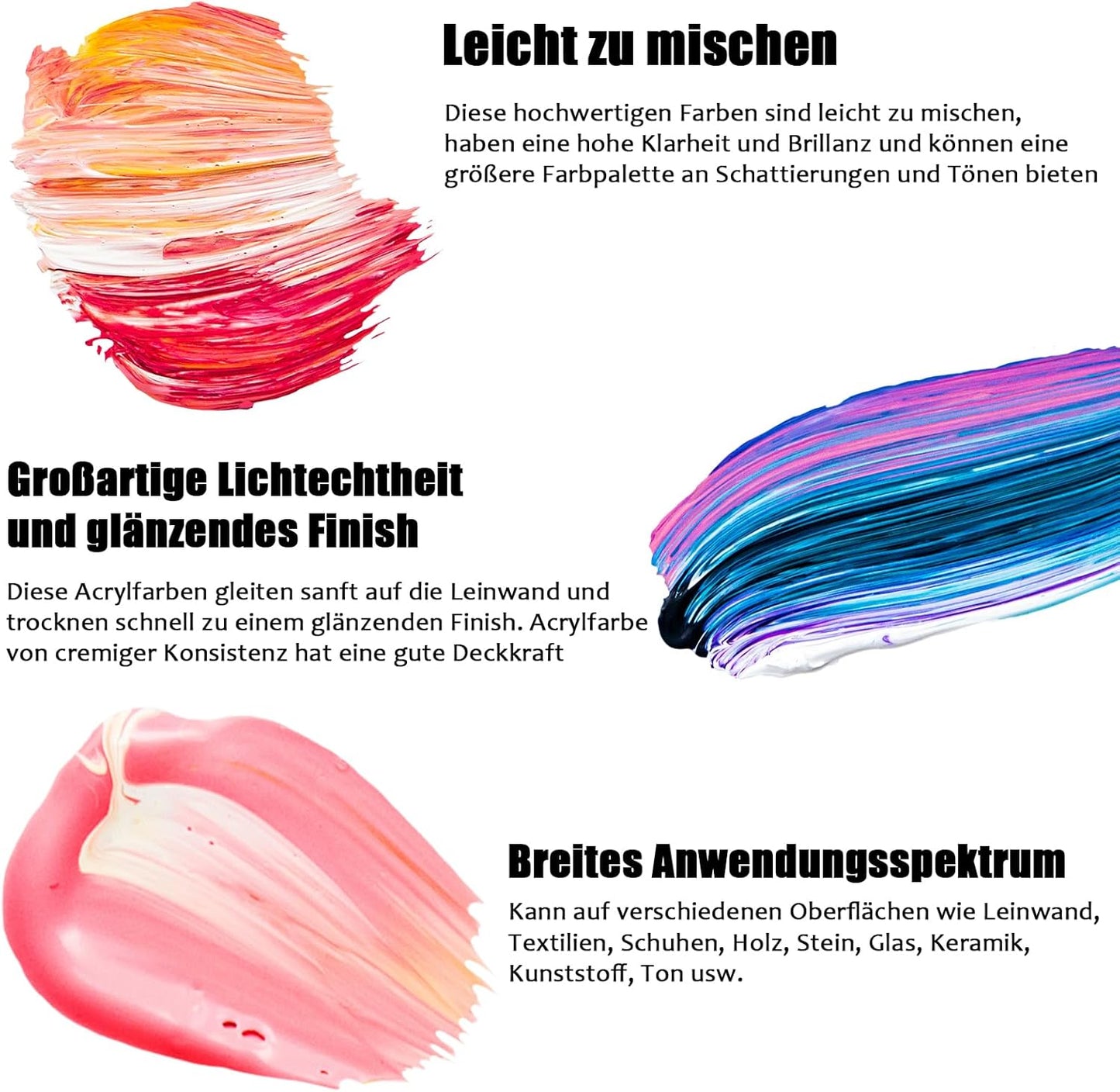 Acrylfarben-Set mit 10-teiligem Pinsel-Set, 36 x 60 ml, 36 Farben
