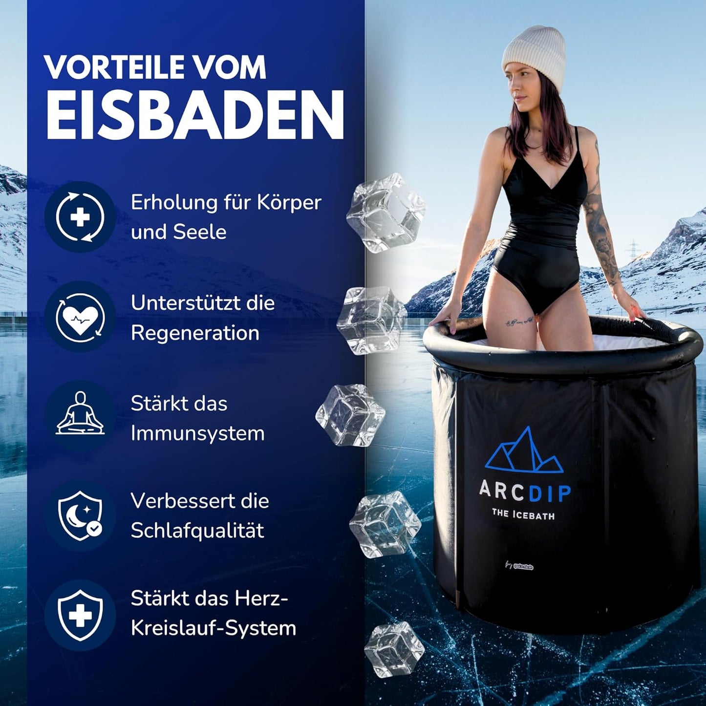 Eistonne mit Isolierabdeckung, Thermometer und Tragetasche