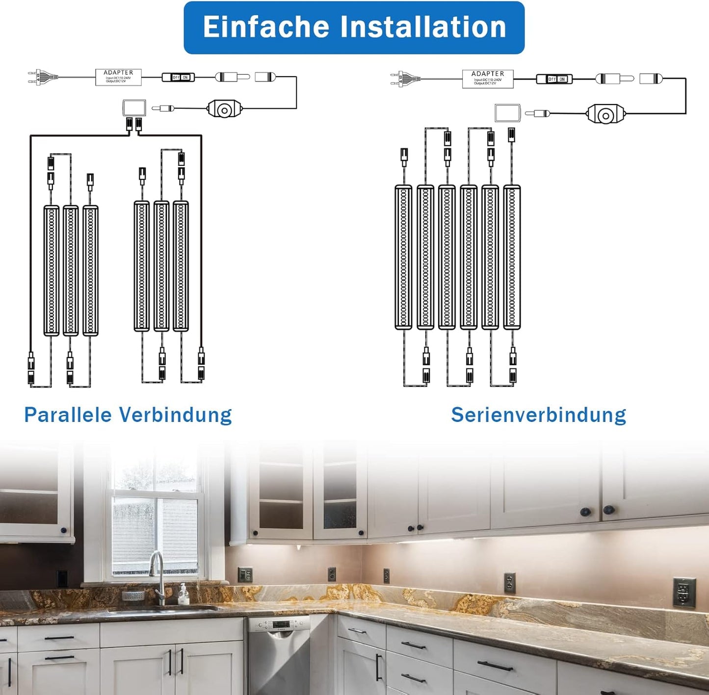 6 Stück Dimmbare LED-Unterbauleuchten, 6000k Kaltweiss