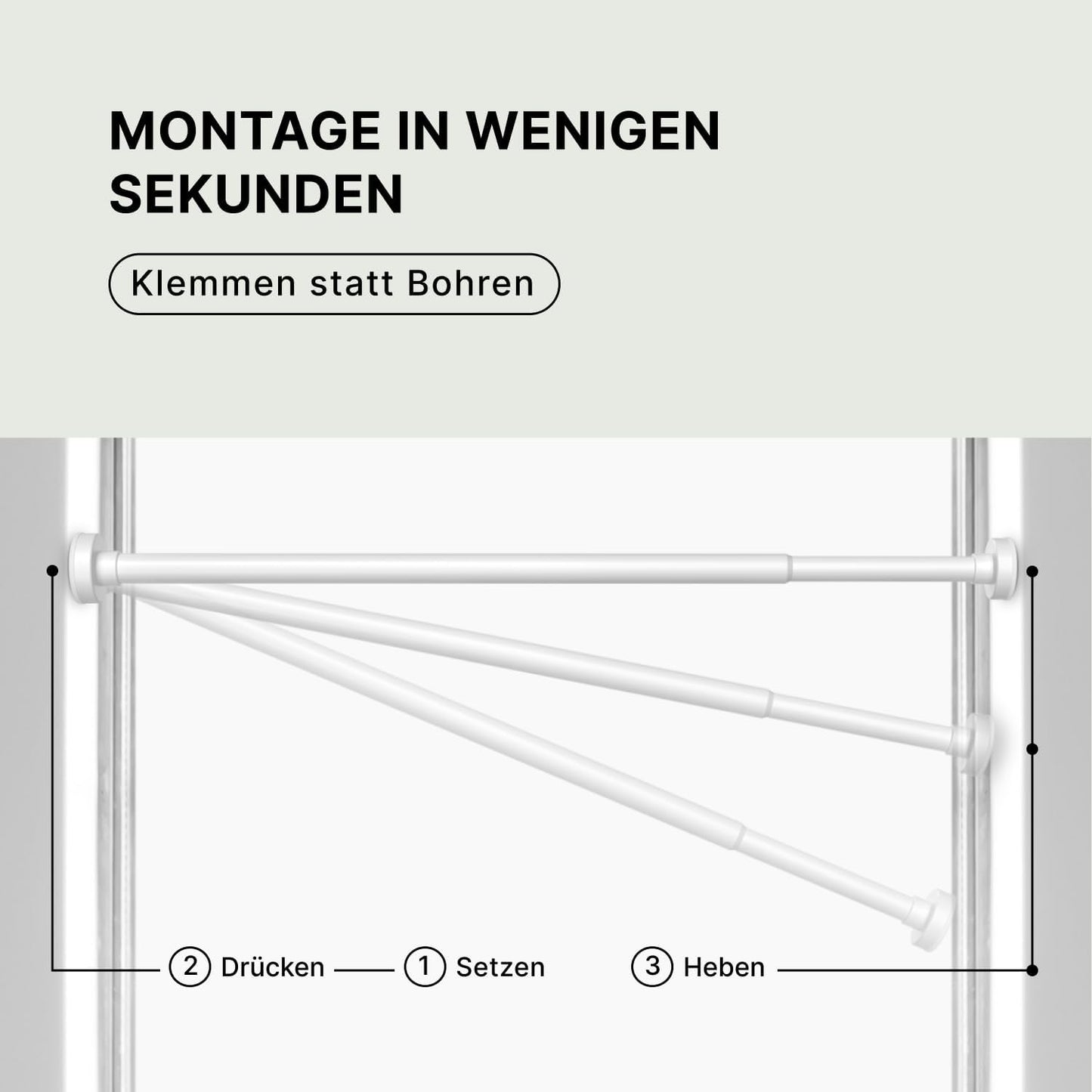 Klemmstange für Gardinen, 50-80cm [1Stück] Weiss