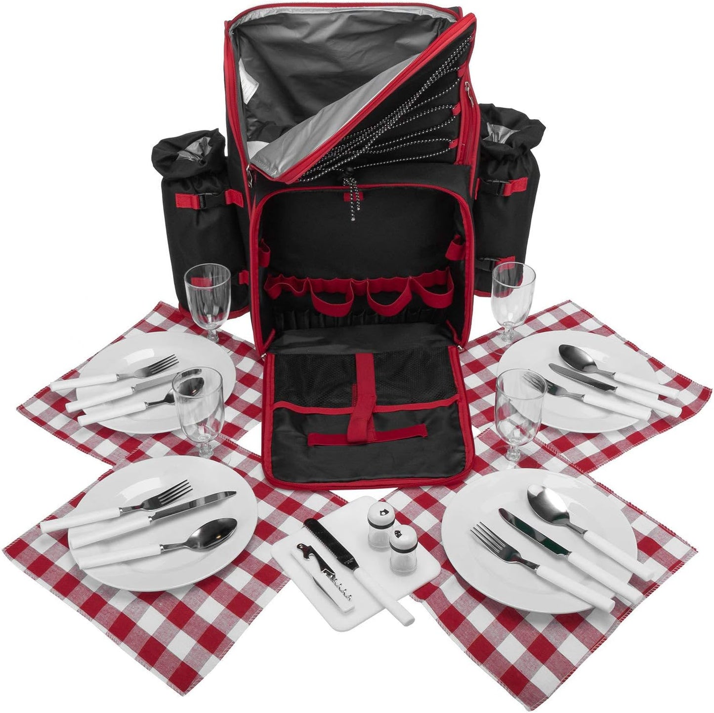 Picknickrucksack, Schwarz Weiss Gepunktet